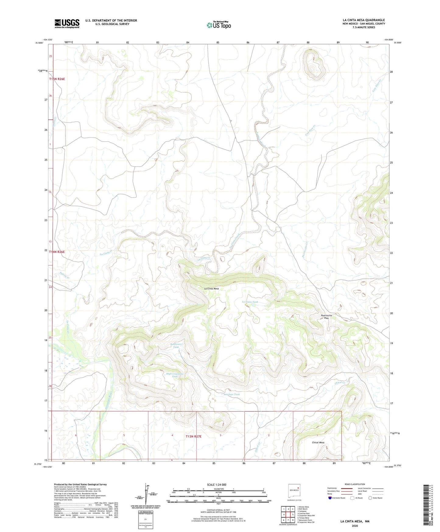 La Cinta Mesa New Mexico US Topo Map Image