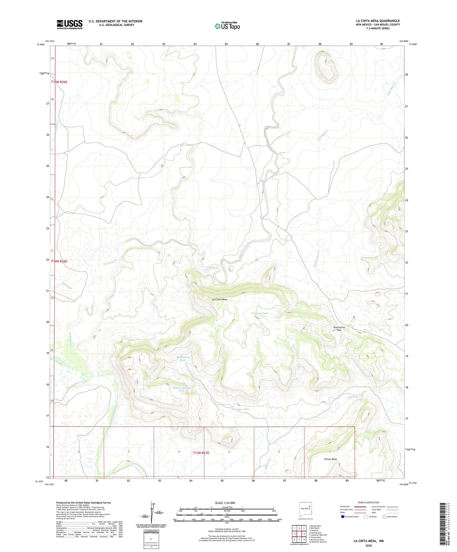 La Cinta Mesa New Mexico US Topo Map Image