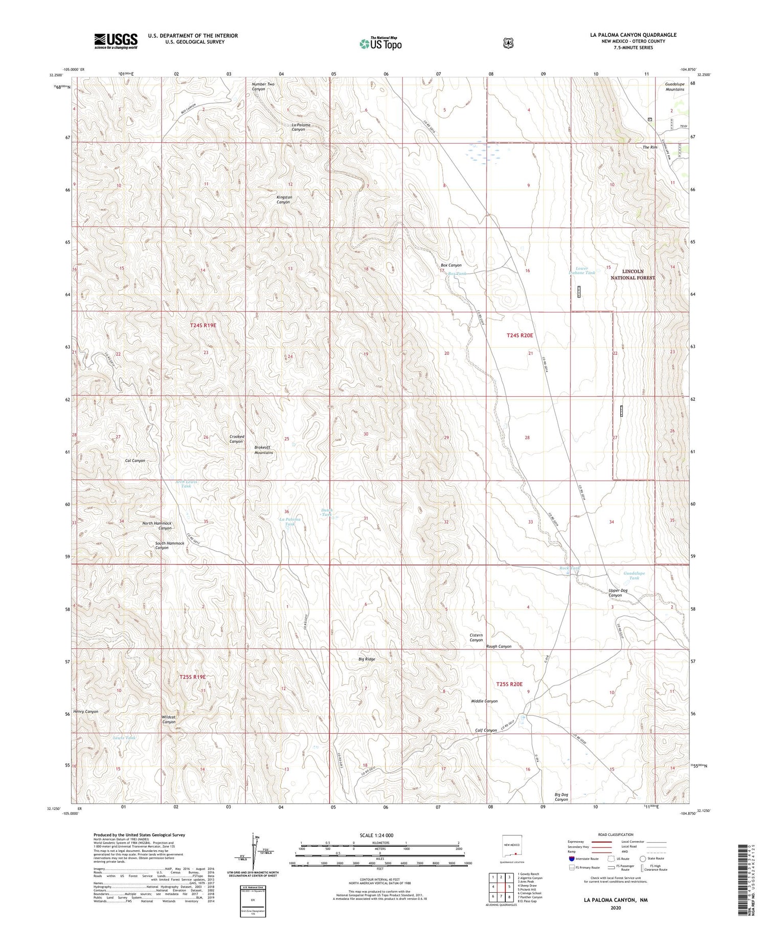 La Paloma Canyon New Mexico US Topo Map Image