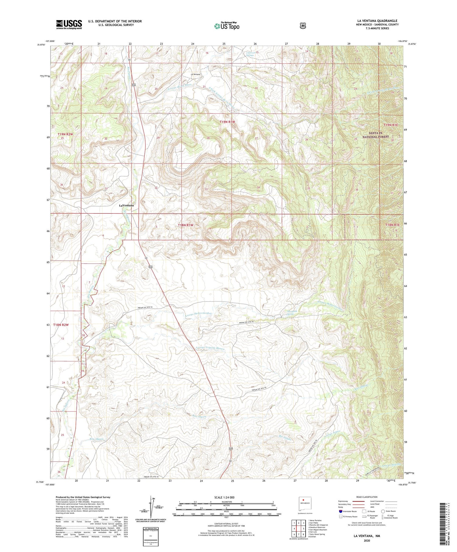 La Ventana New Mexico US Topo Map Image