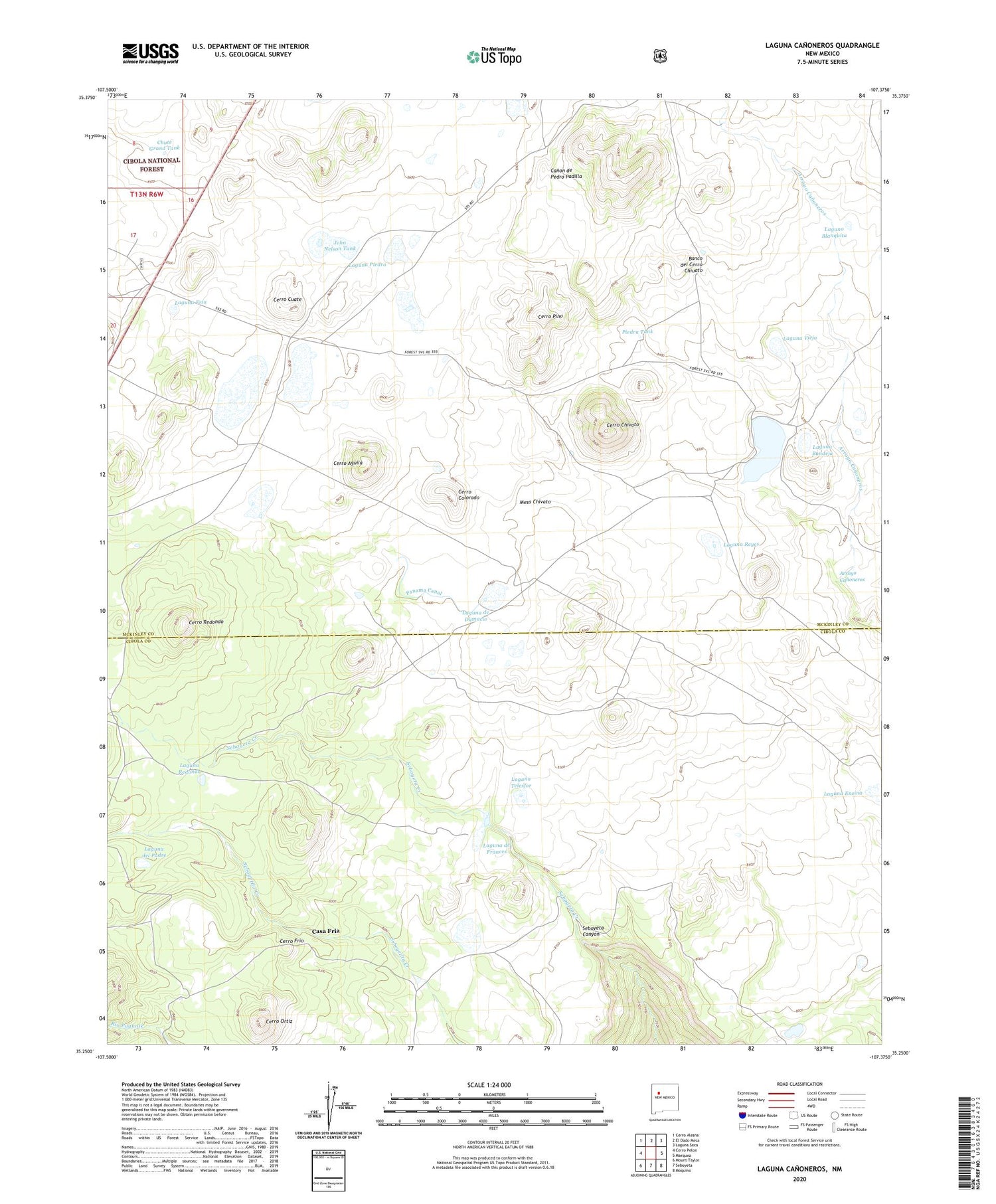 Laguna Canoneros New Mexico US Topo Map Image