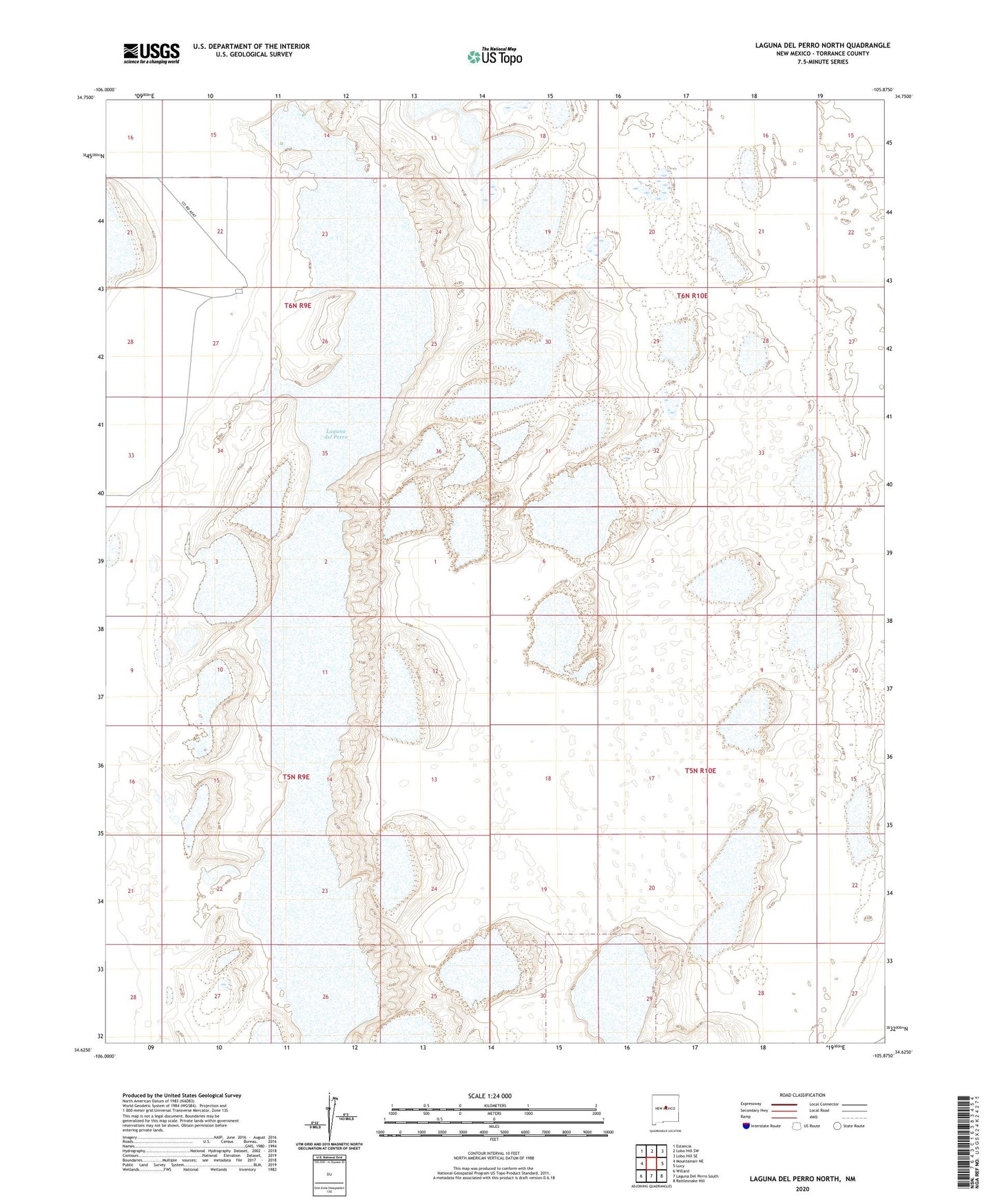 Laguna Del Perro North New Mexico US Topo Map Image
