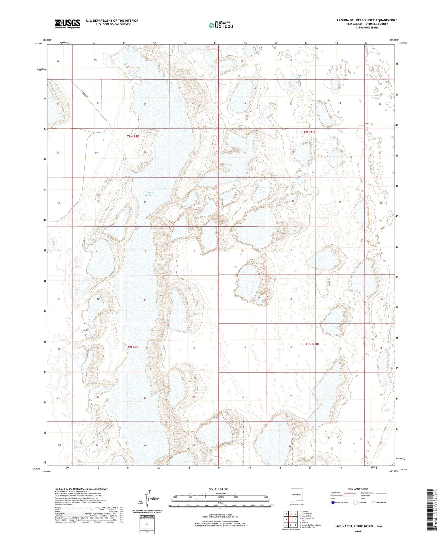 Laguna Del Perro North New Mexico US Topo Map Image
