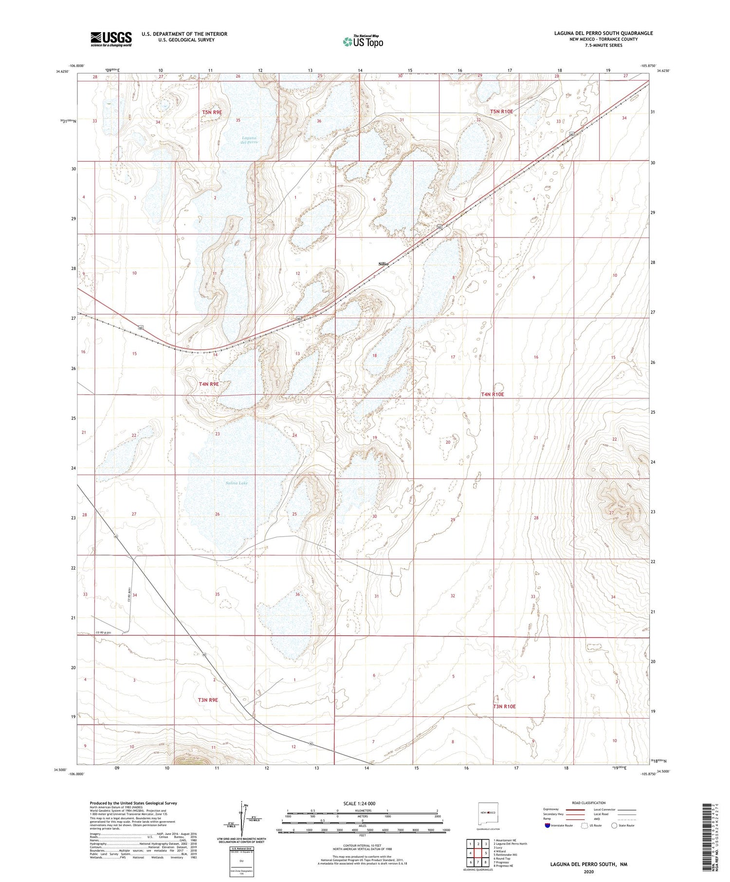 Laguna Del Perro South New Mexico US Topo Map Image