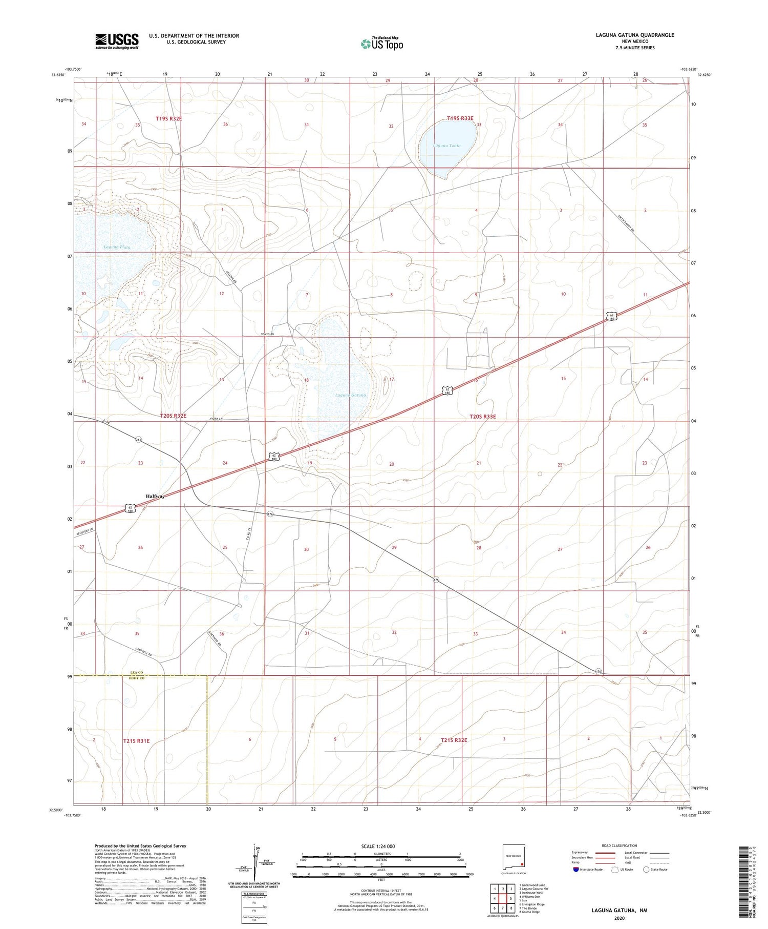 Laguna Gatuna New Mexico US Topo Map Image