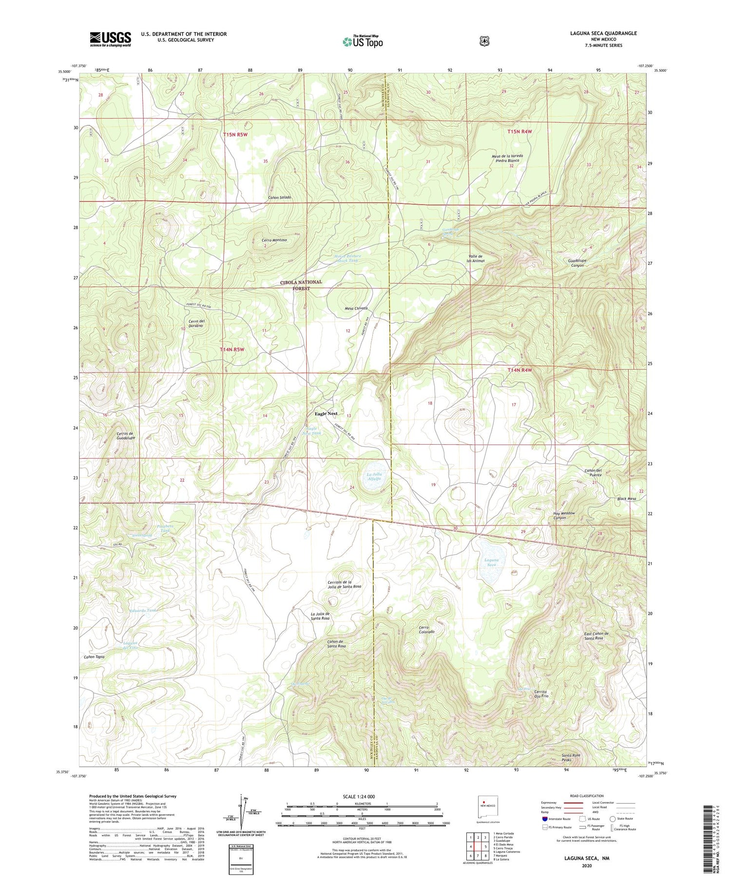 Laguna Seca New Mexico US Topo Map Image