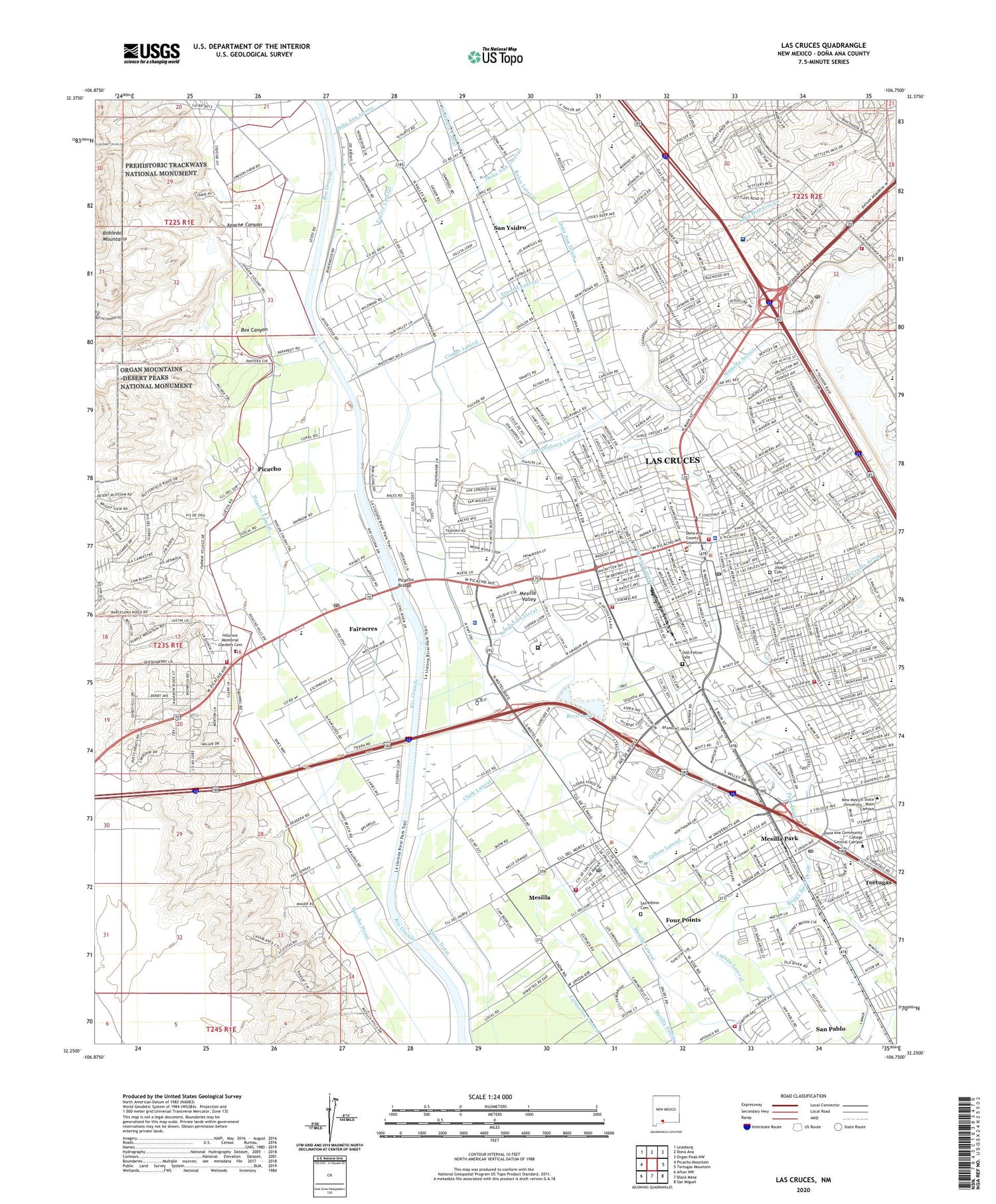 Las Cruces New Mexico US Topo Map Image
