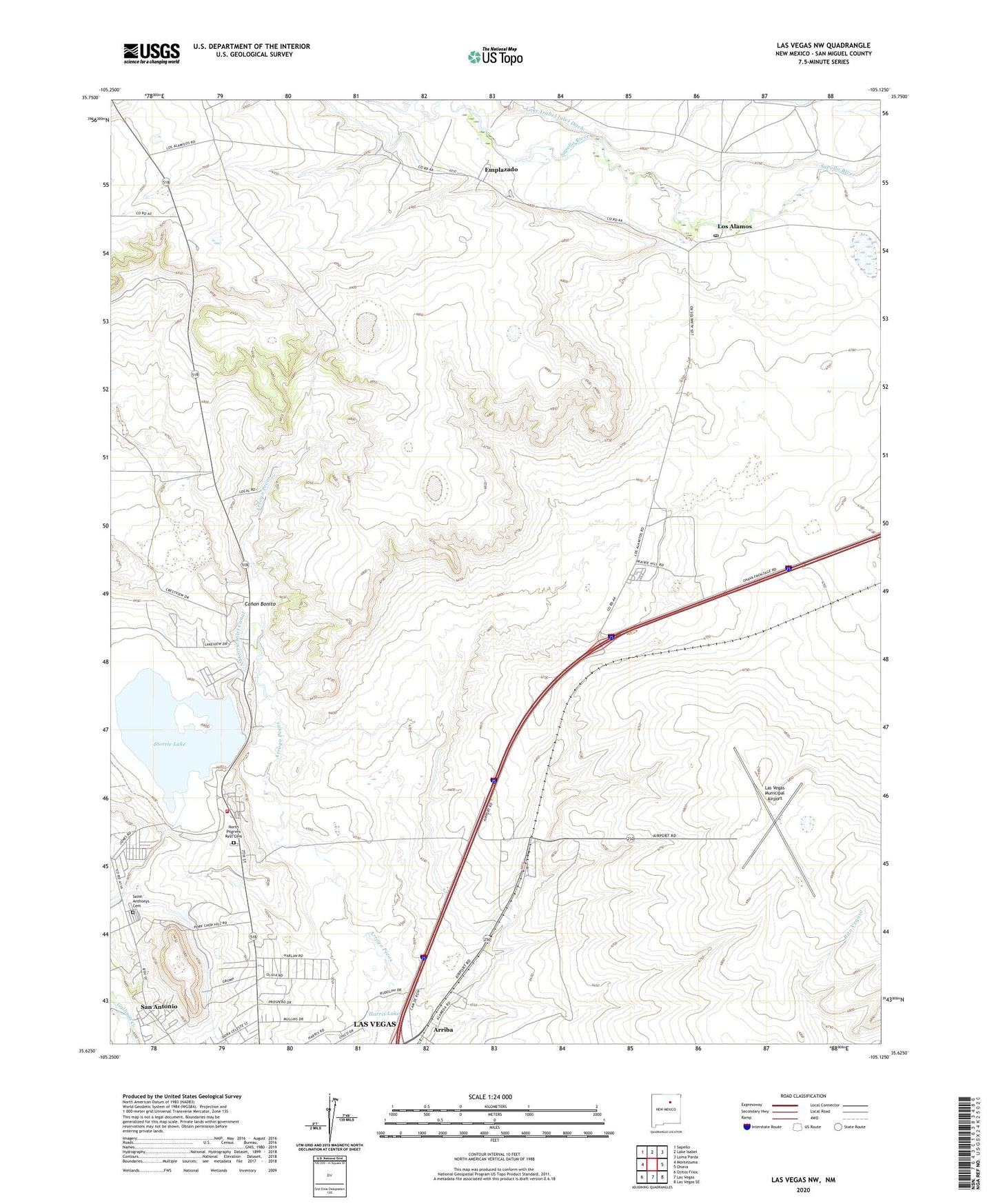 Las Vegas NW New Mexico US Topo Map Image