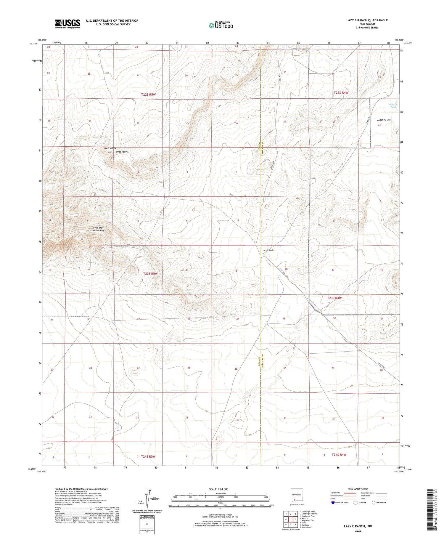 Lazy E Ranch New Mexico US Topo Map Image