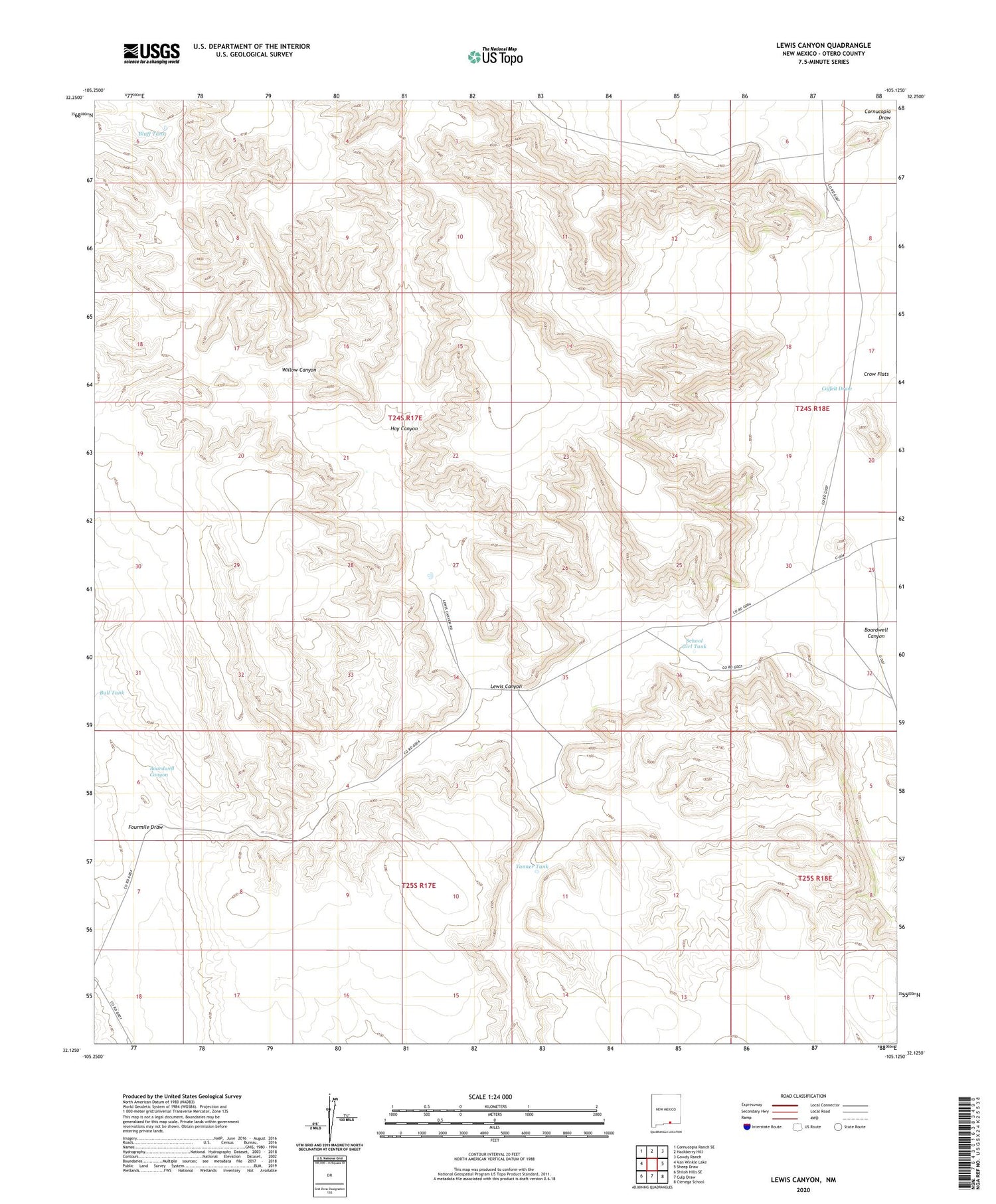Lewis Canyon New Mexico US Topo Map Image
