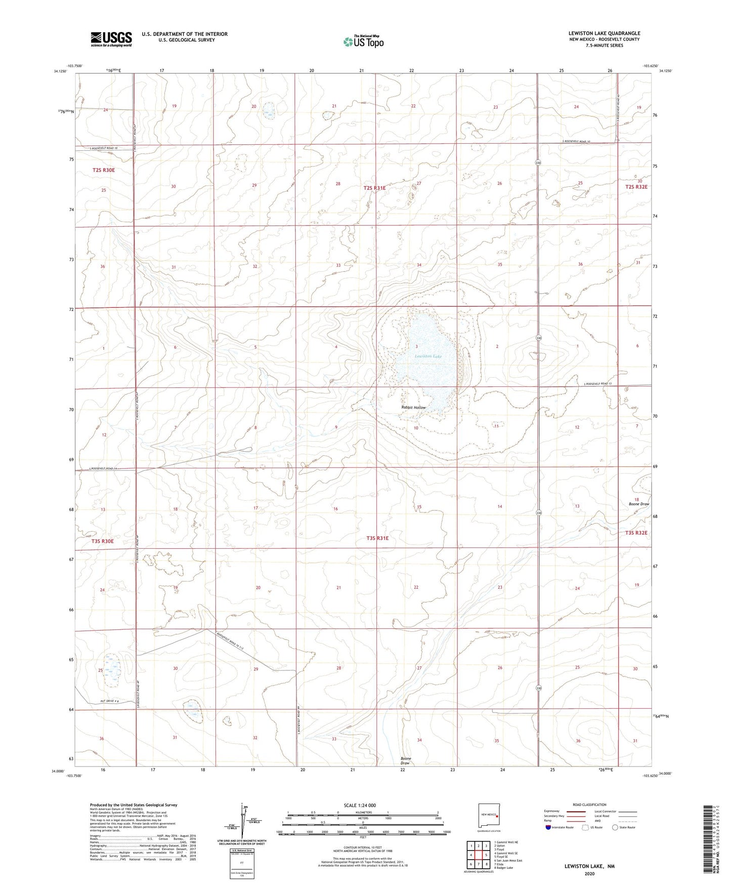 Lewiston Lake New Mexico US Topo Map Image