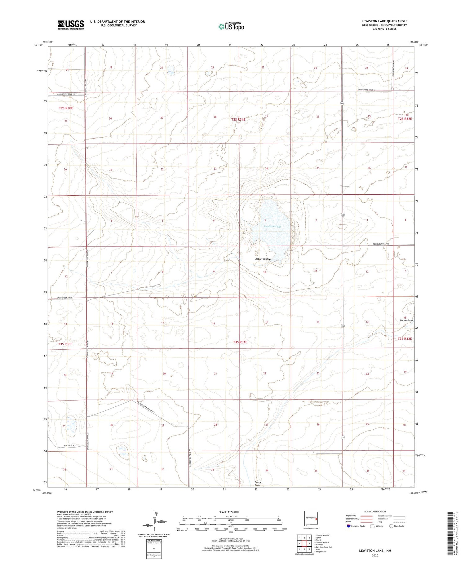 Lewiston Lake New Mexico US Topo Map Image