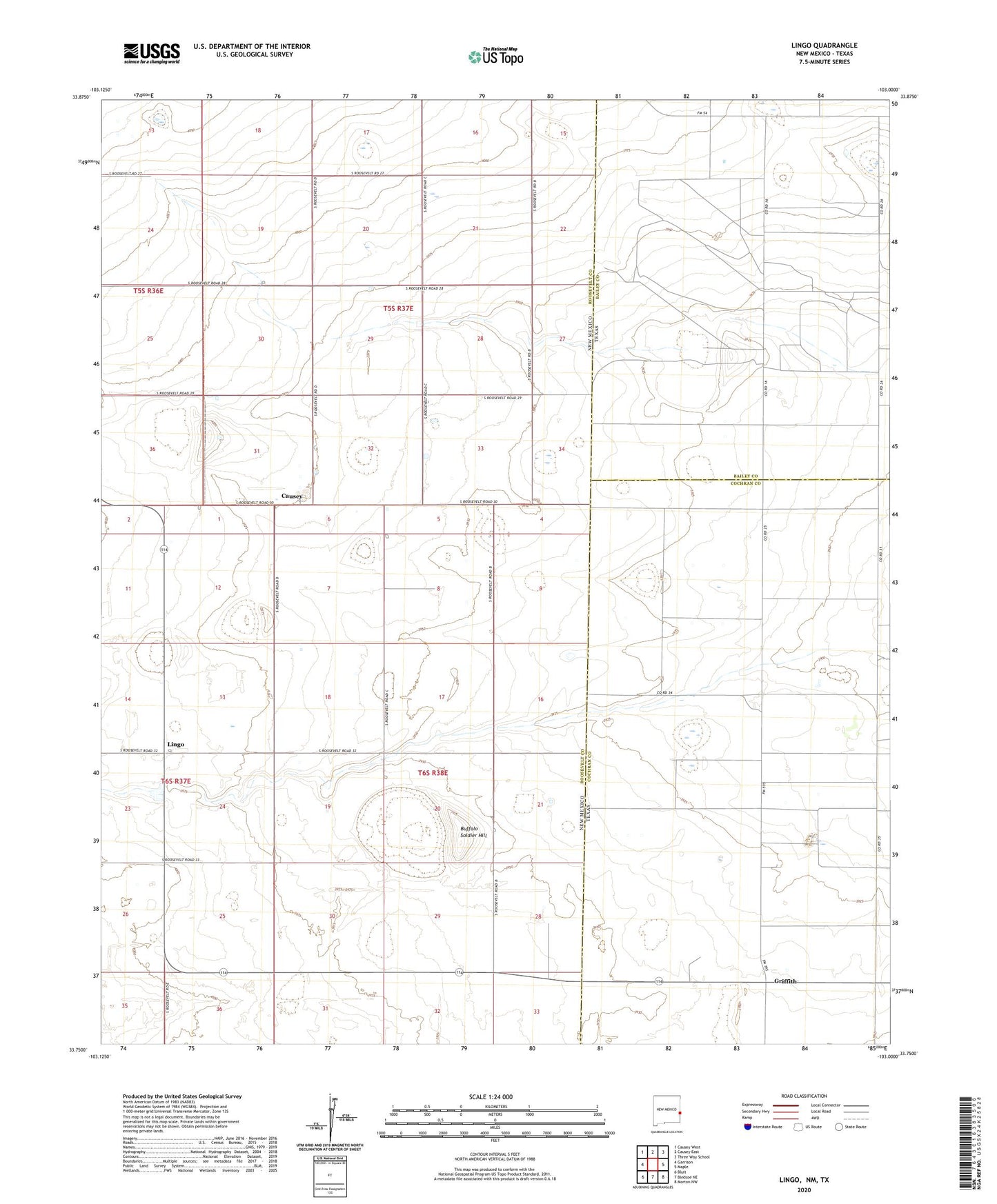 Lingo New Mexico US Topo Map Image