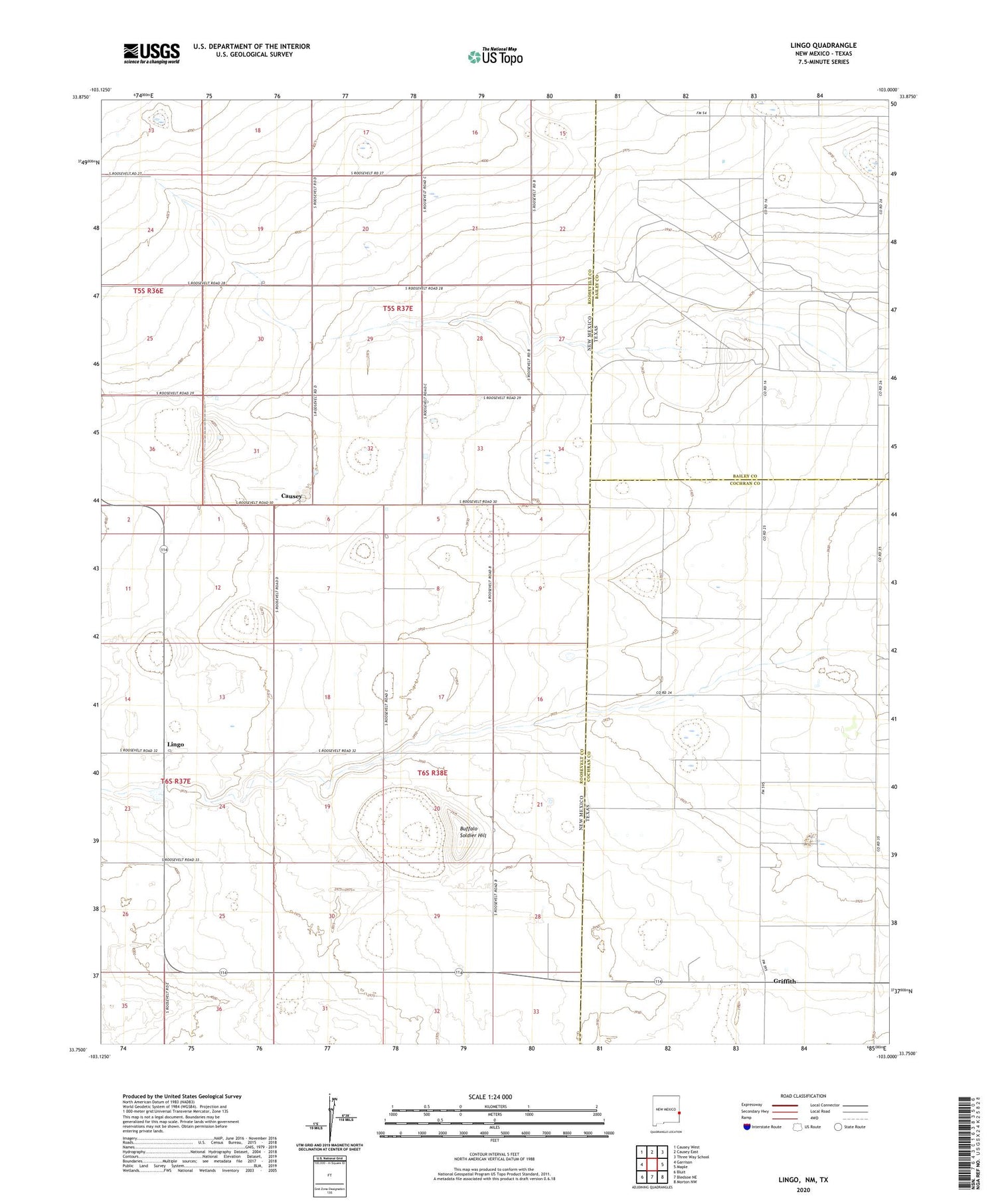 Lingo New Mexico US Topo Map Image