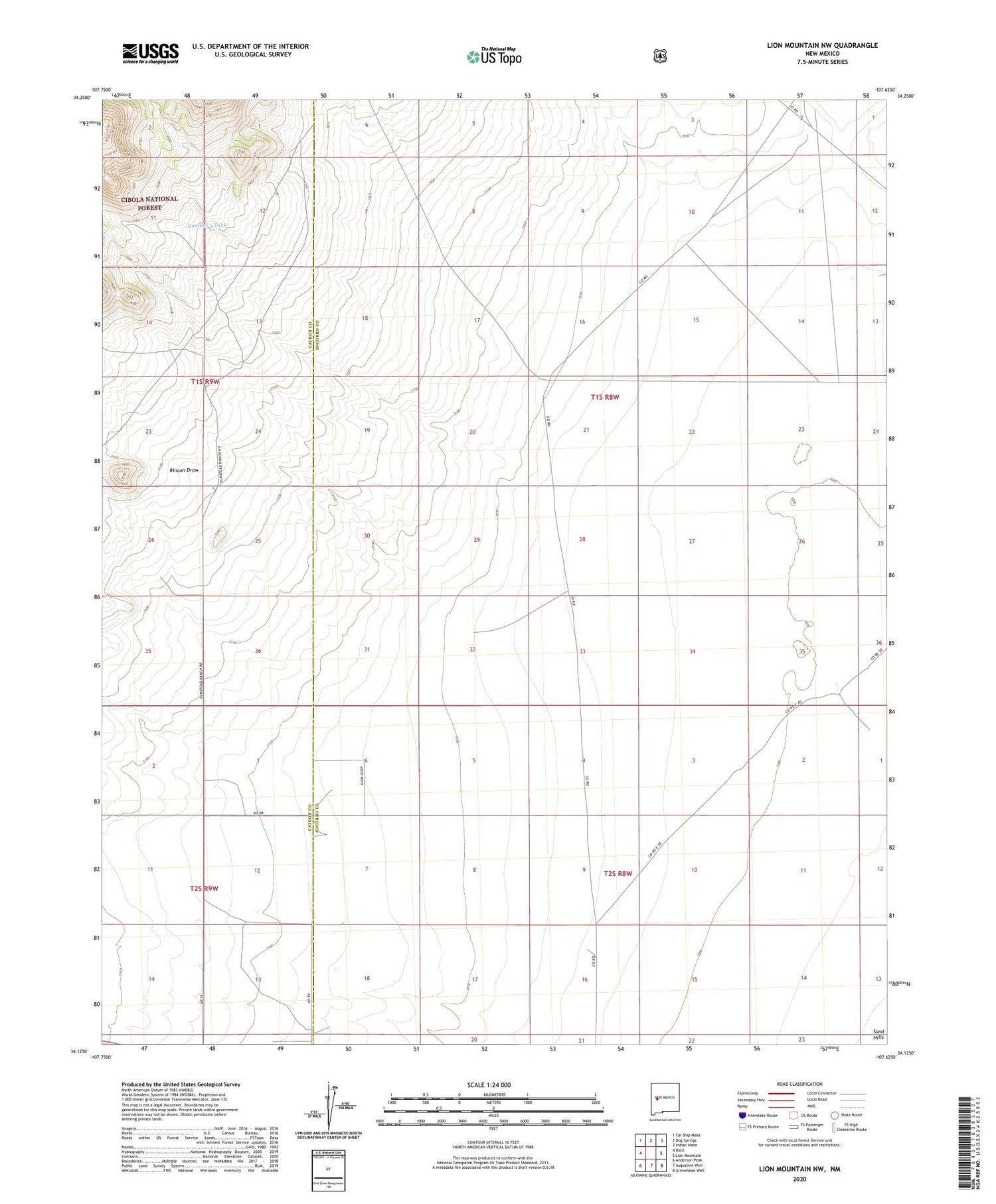 Lion Mountain NW New Mexico US Topo Map Image