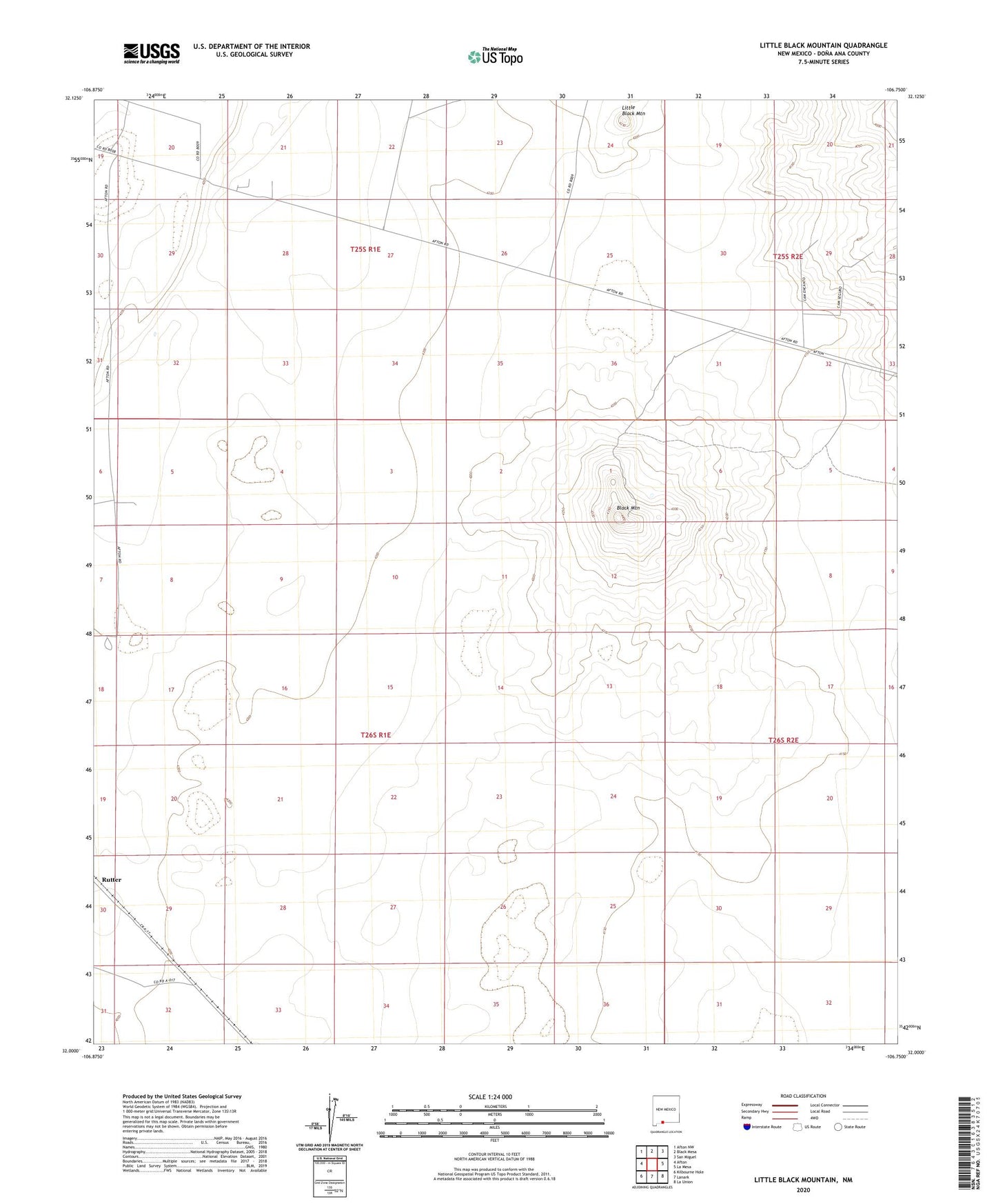 Little Black Mountain New Mexico US Topo Map Image