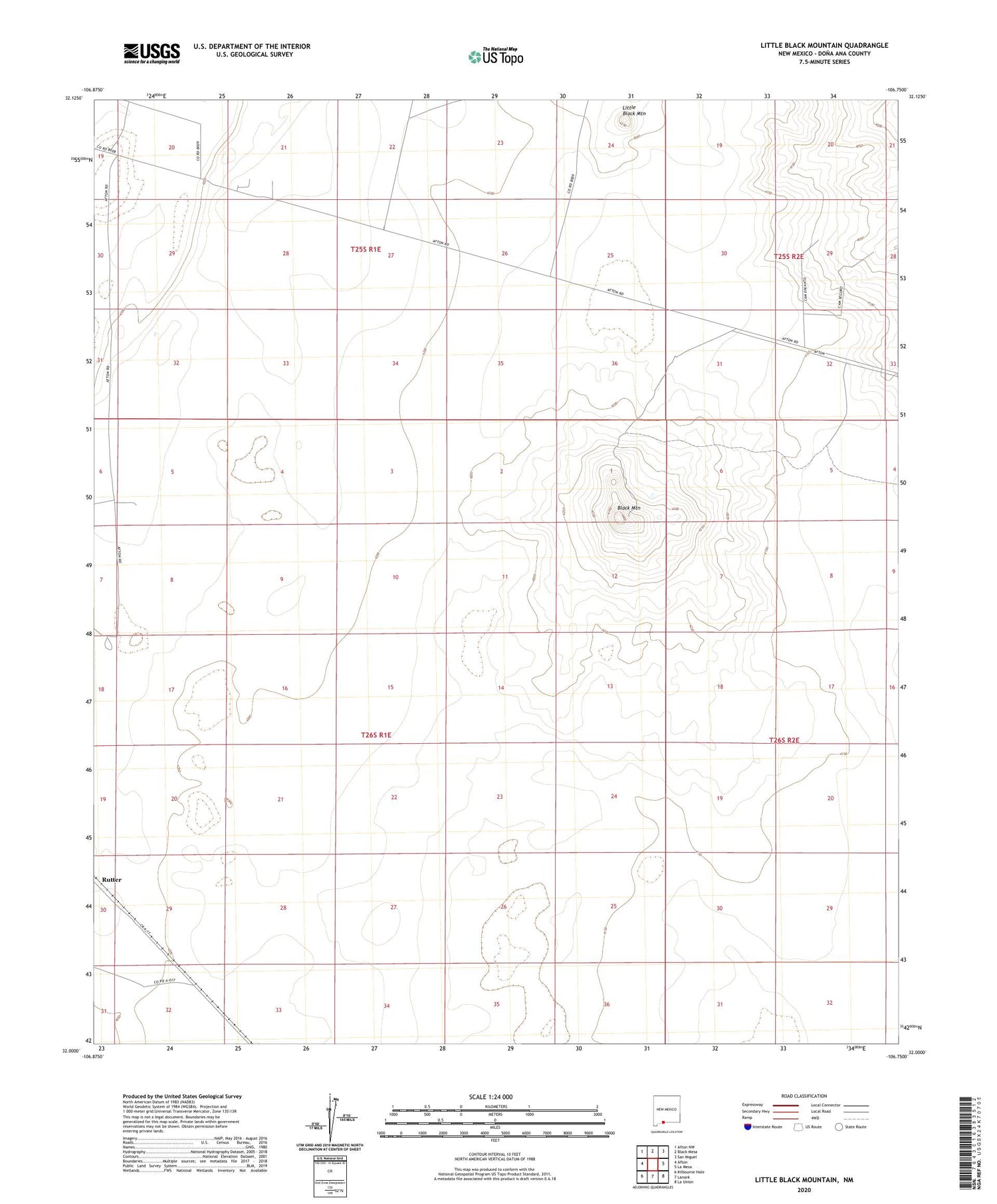 Little Black Mountain New Mexico US Topo Map Image