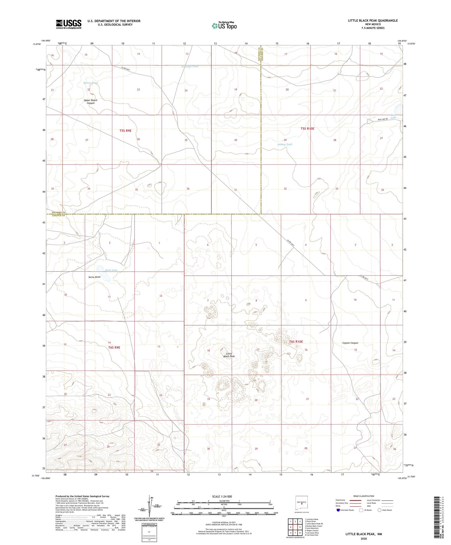 Little Black Peak New Mexico US Topo Map Image