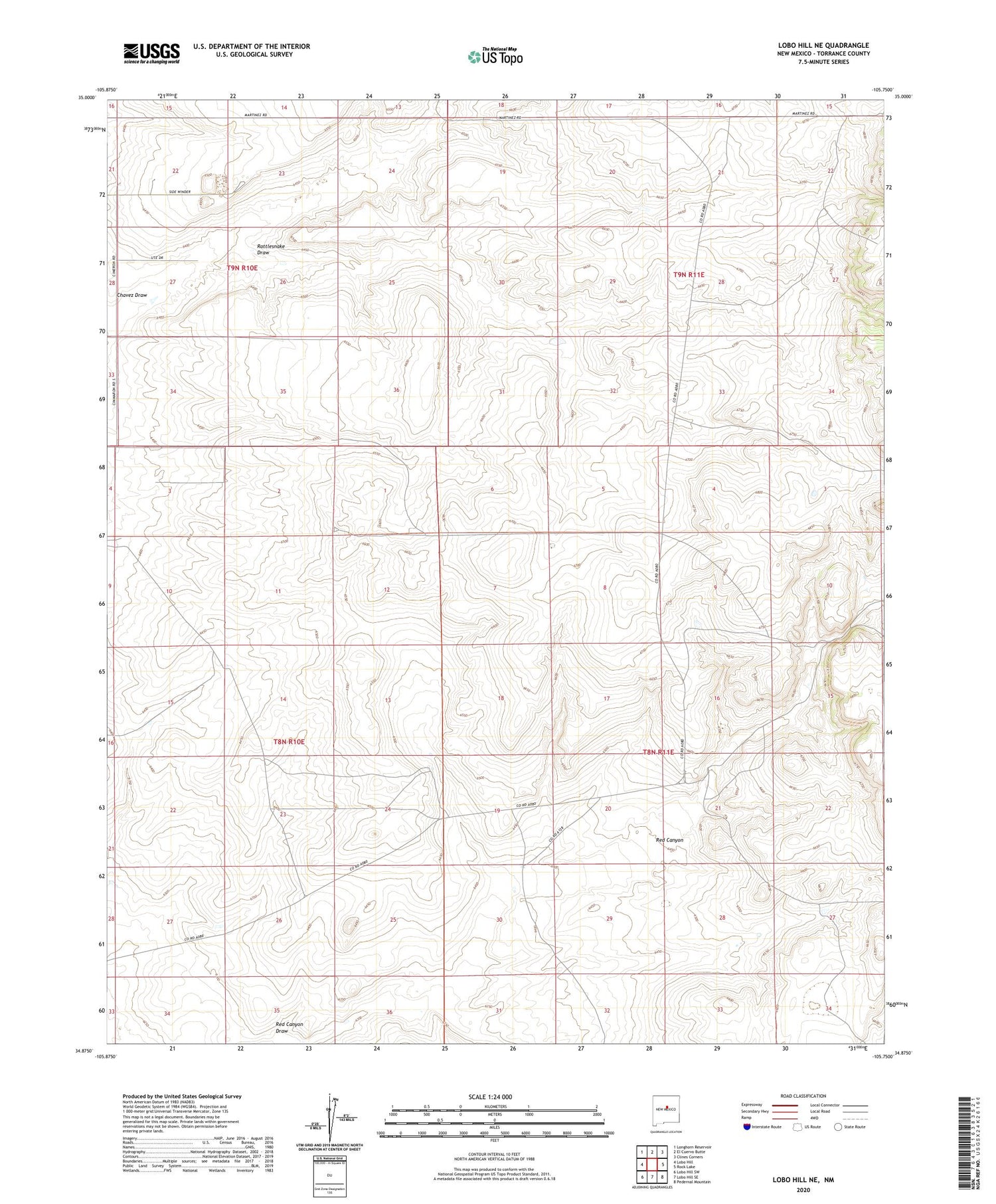 Lobo Hill NE New Mexico US Topo Map Image