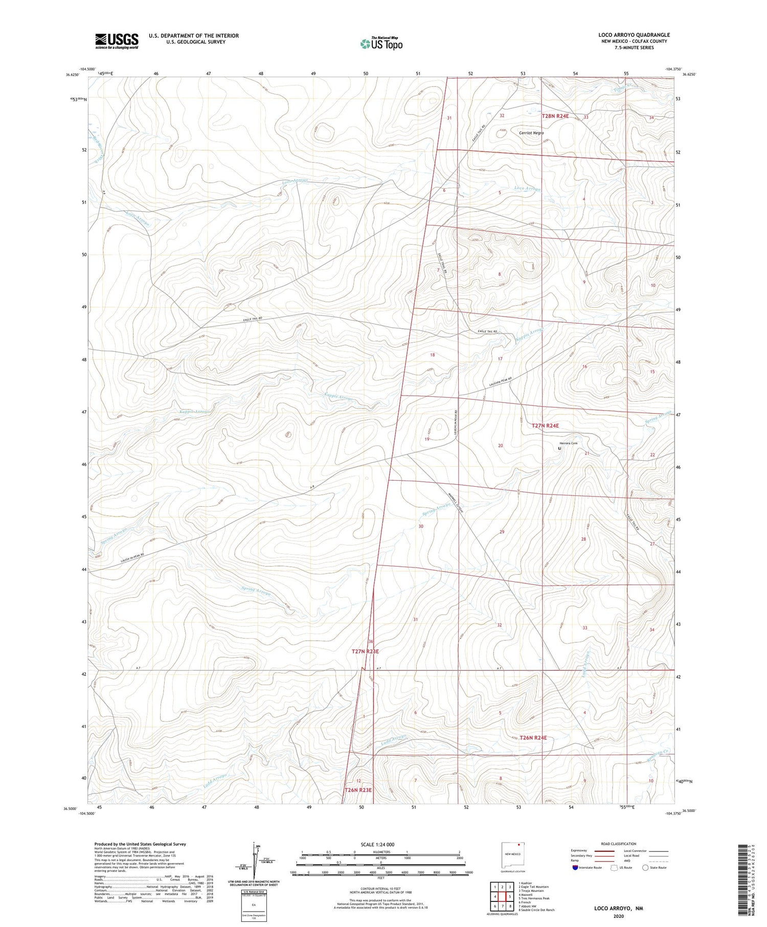 Loco Arroyo New Mexico US Topo Map Image