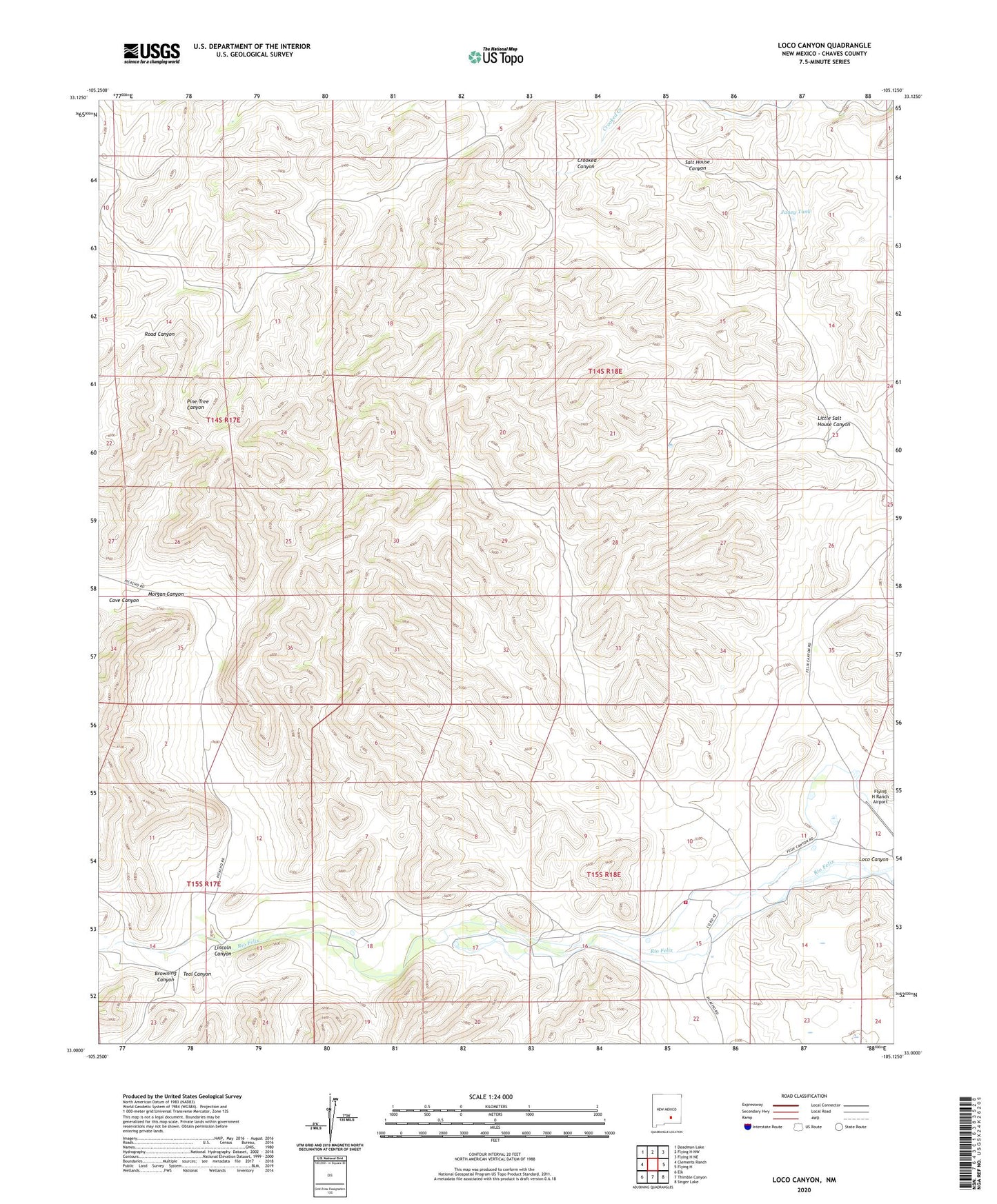 Loco Canyon New Mexico US Topo Map Image