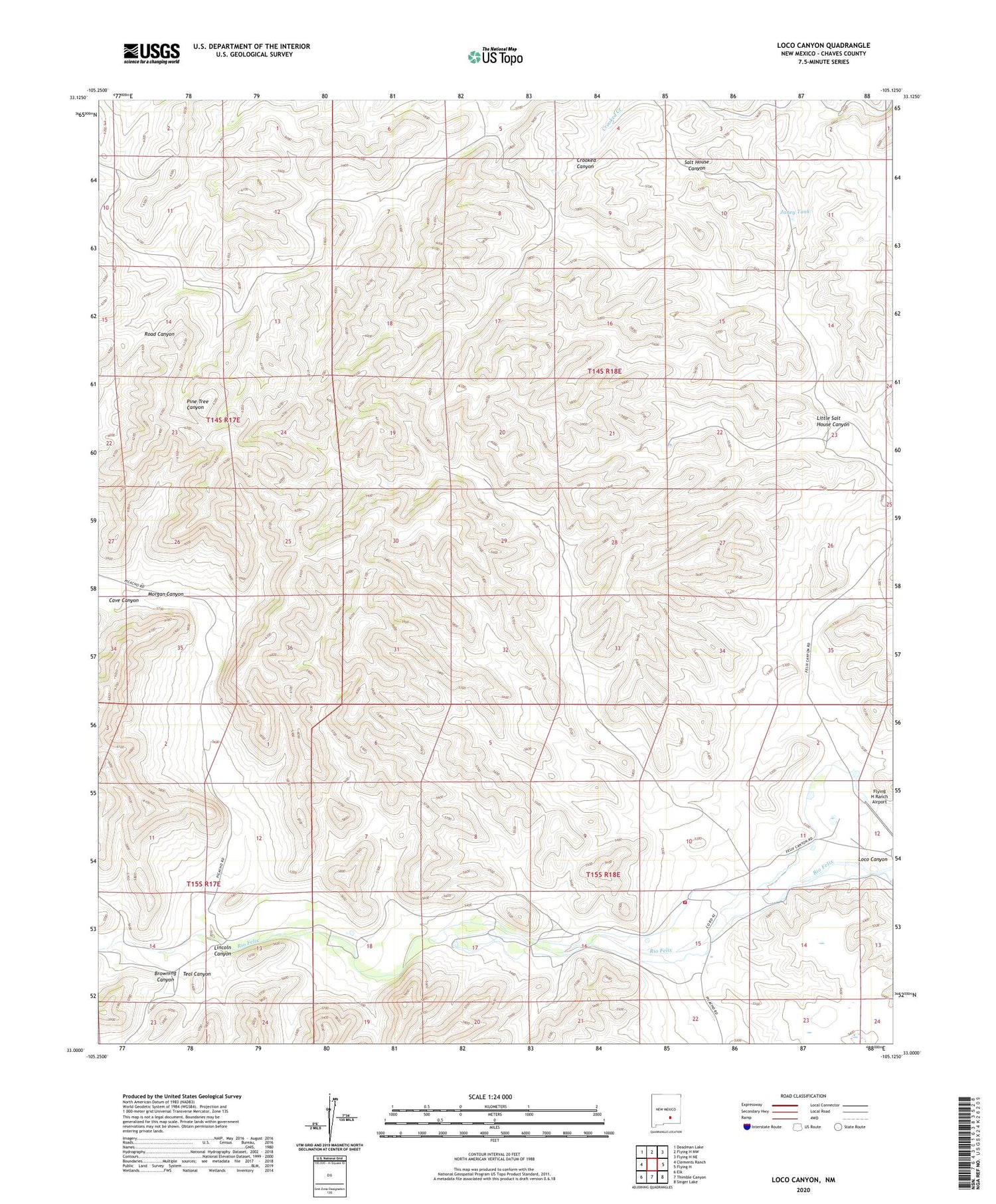 Loco Canyon New Mexico US Topo Map Image