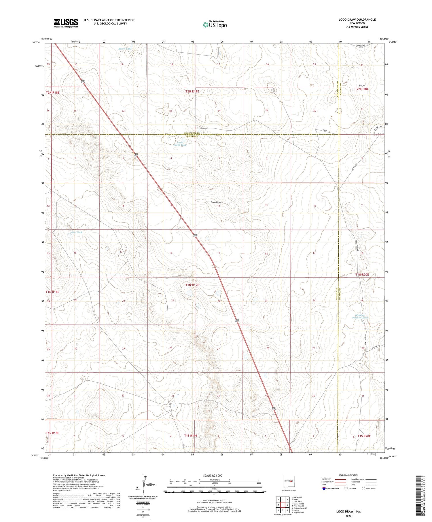 Loco Draw New Mexico US Topo Map Image