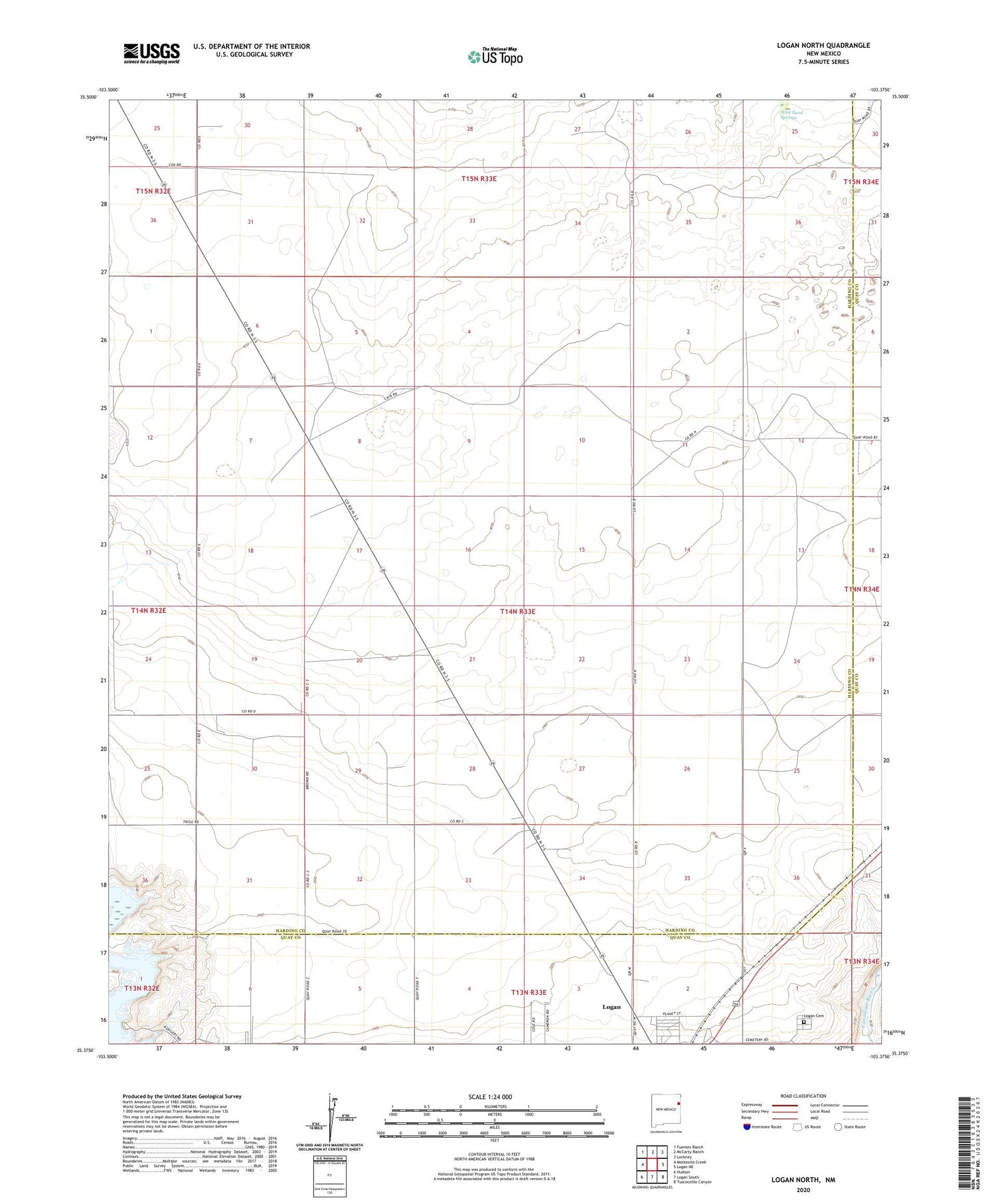 Logan North New Mexico US Topo Map Image
