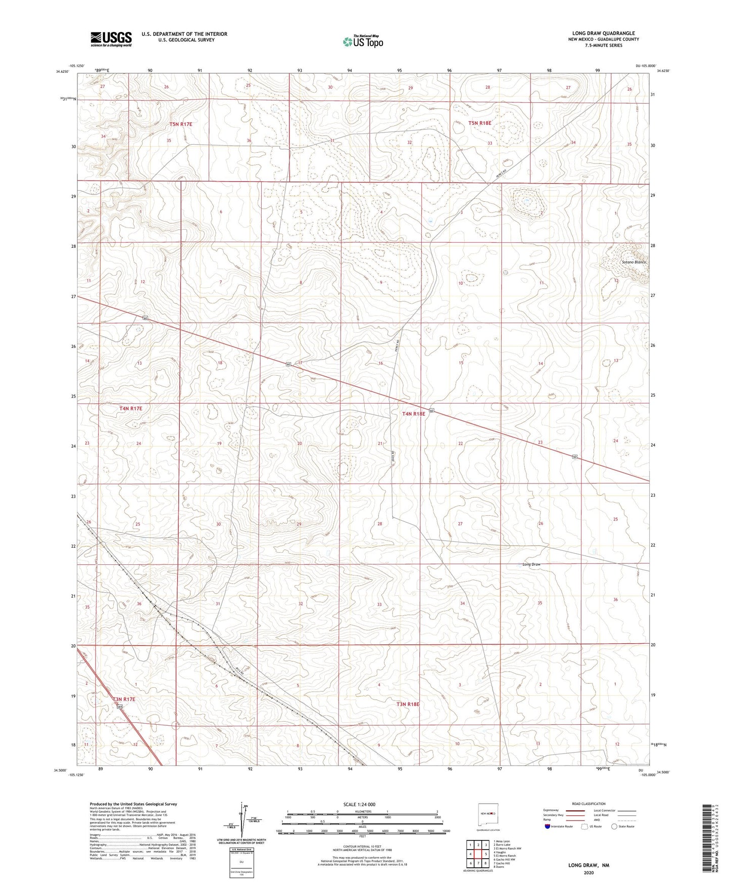 Long Draw New Mexico US Topo Map Image