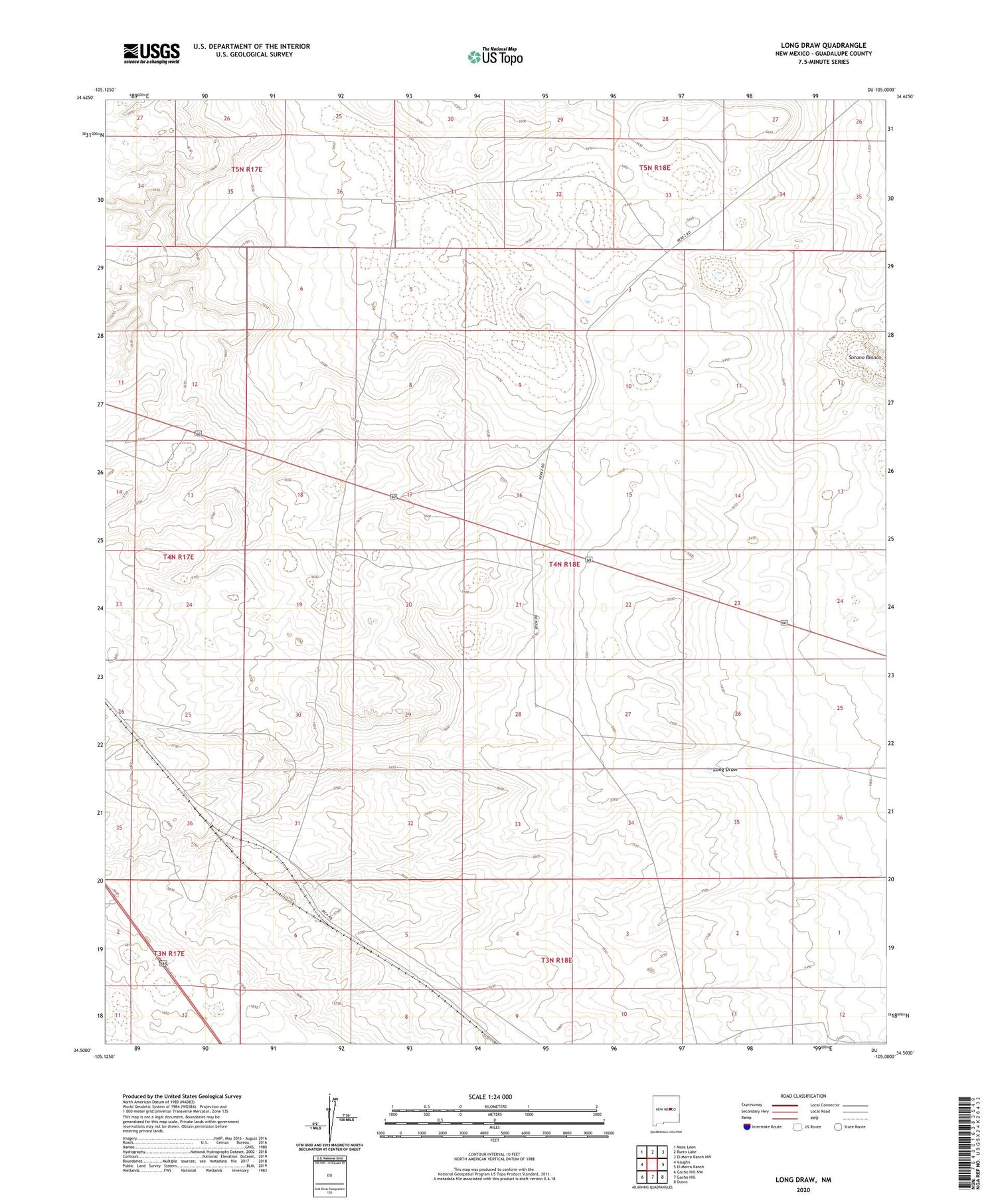 Long Draw New Mexico US Topo Map Image