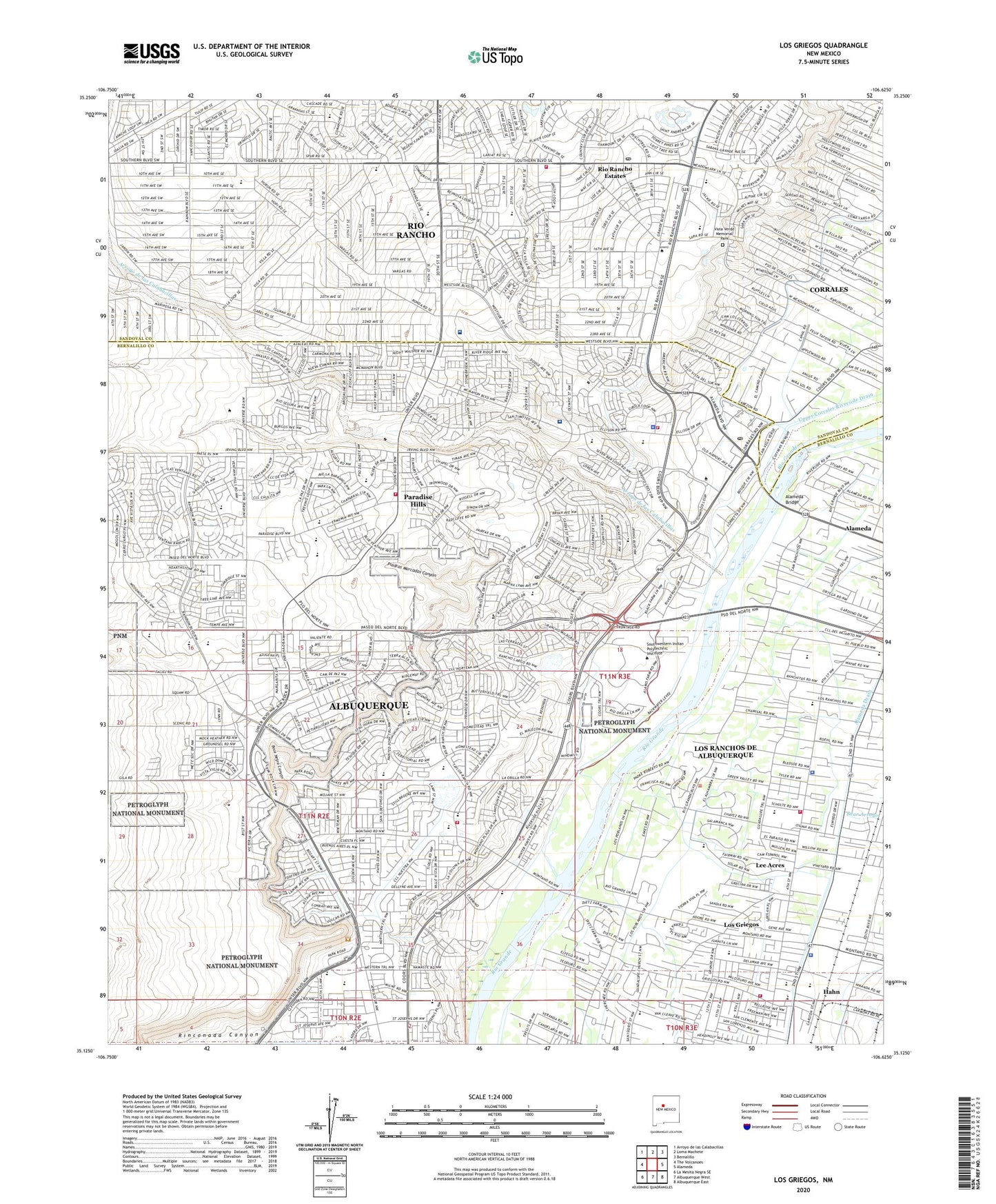 Los Griegos New Mexico US Topo Map Image