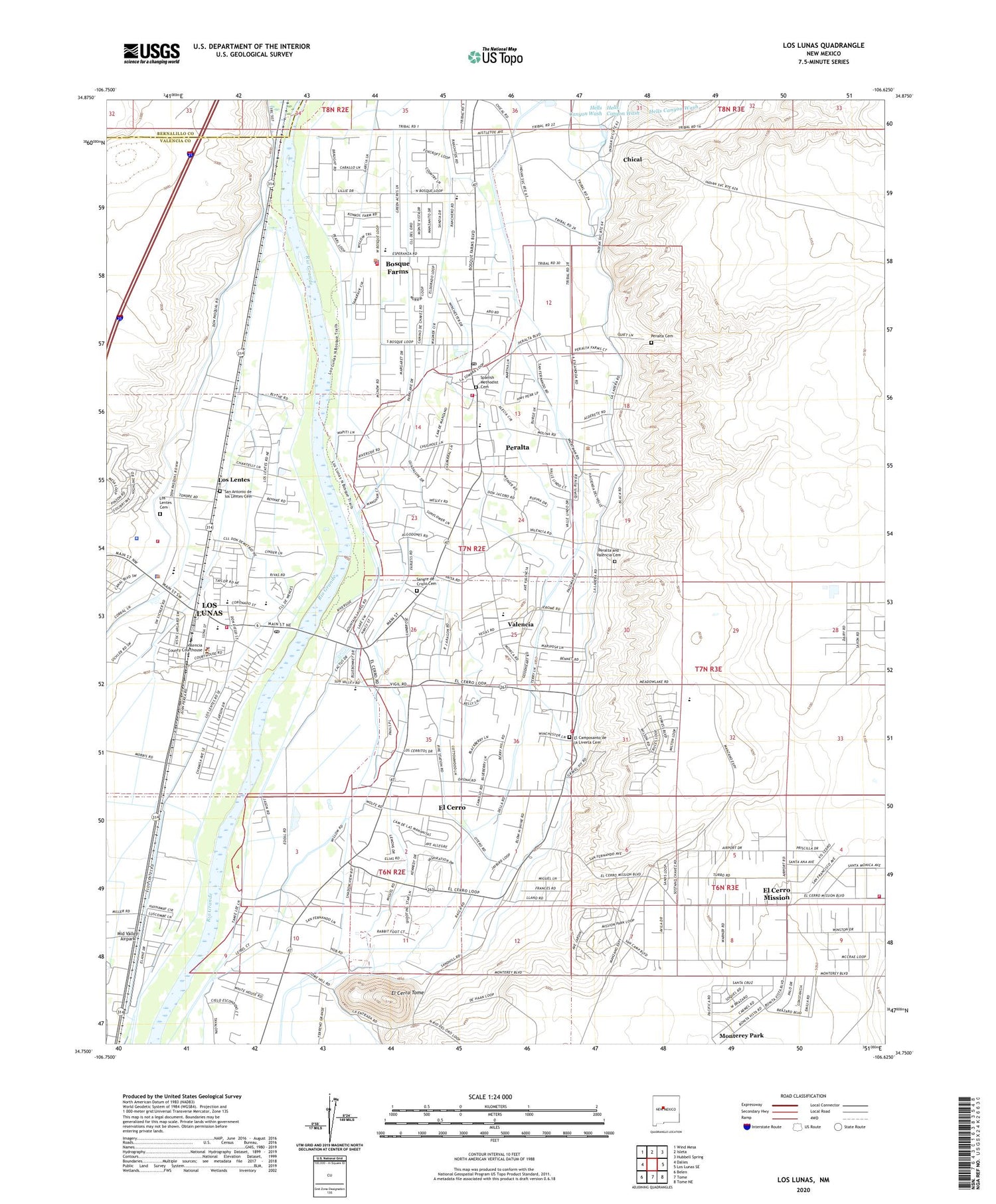 Los Lunas New Mexico US Topo Map Image