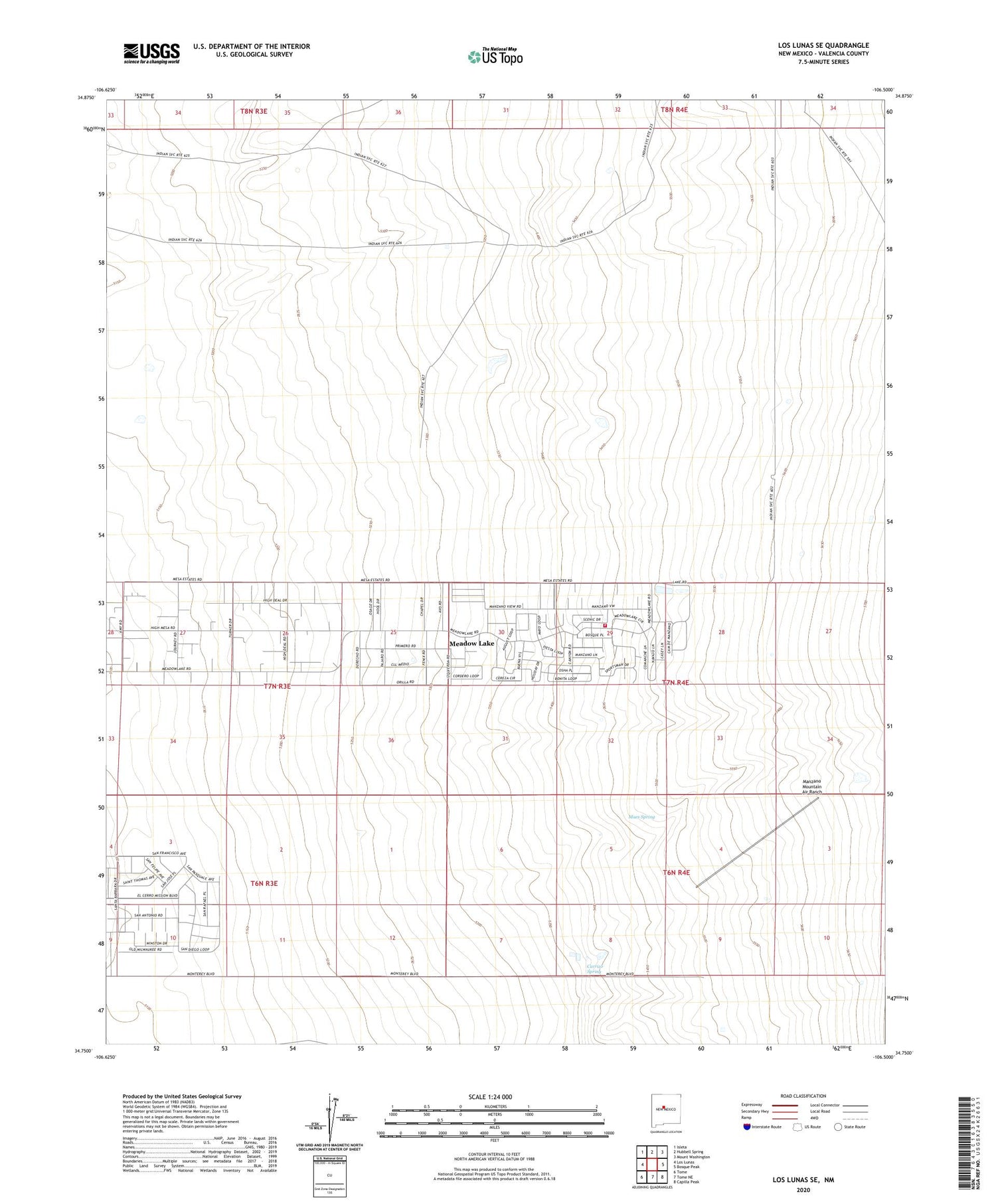 Los Lunas SE New Mexico US Topo Map Image