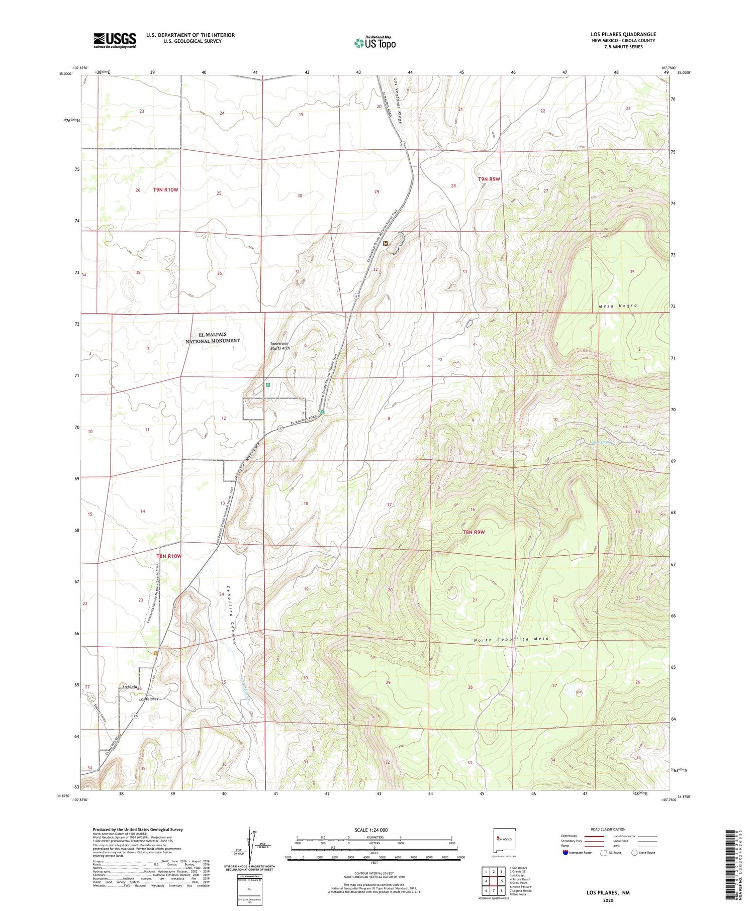 Los Pilares New Mexico US Topo Map Image