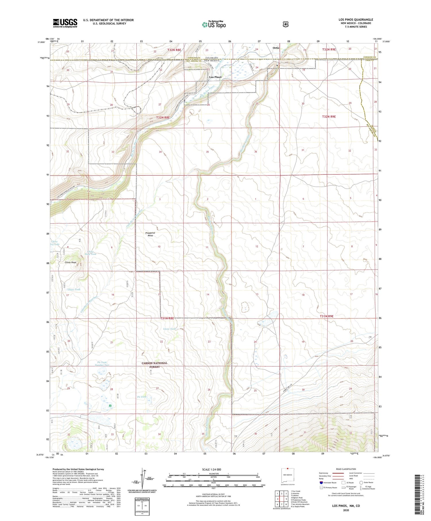 Los Pinos New Mexico US Topo Map Image