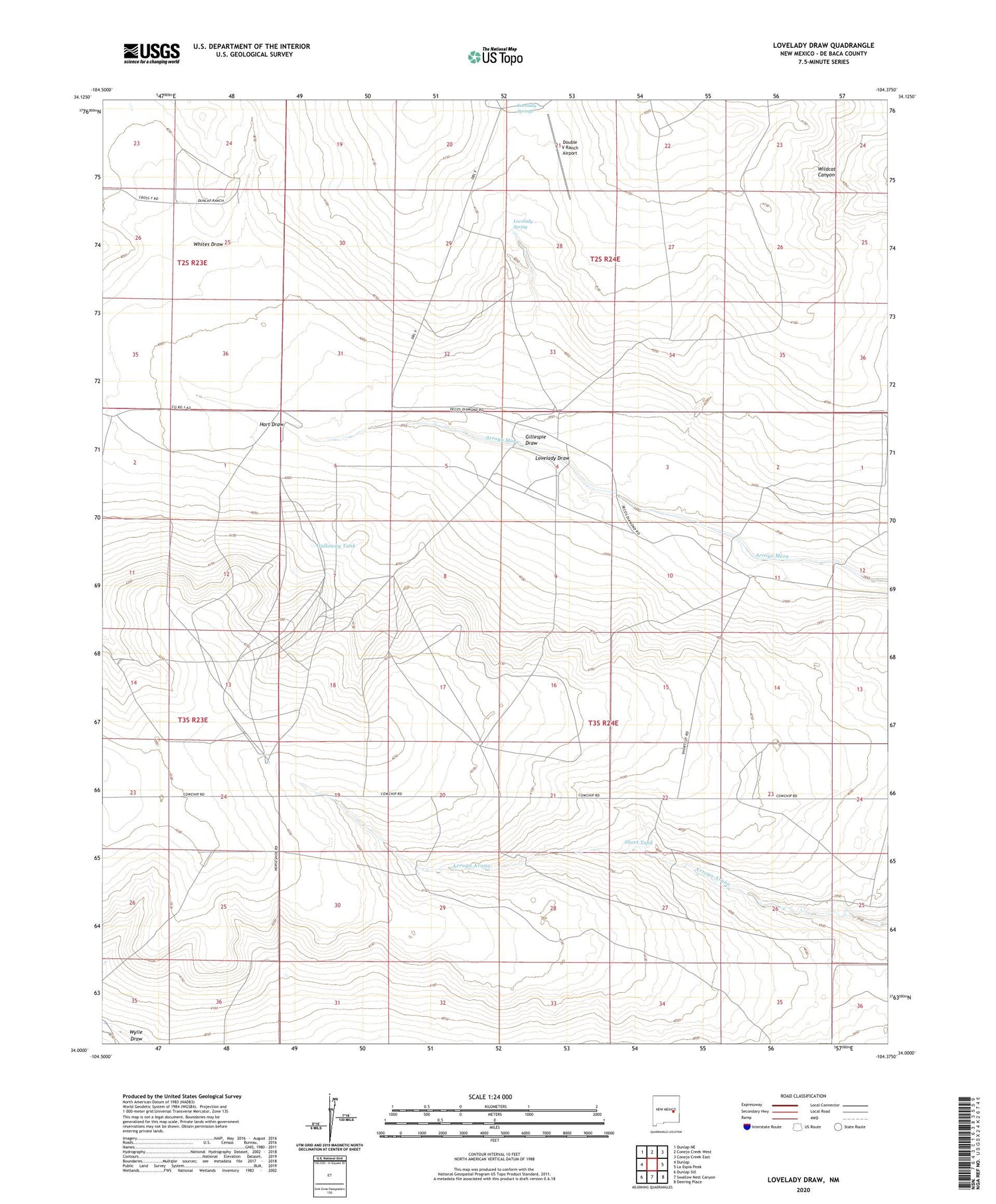 Lovelady Draw New Mexico US Topo Map Image