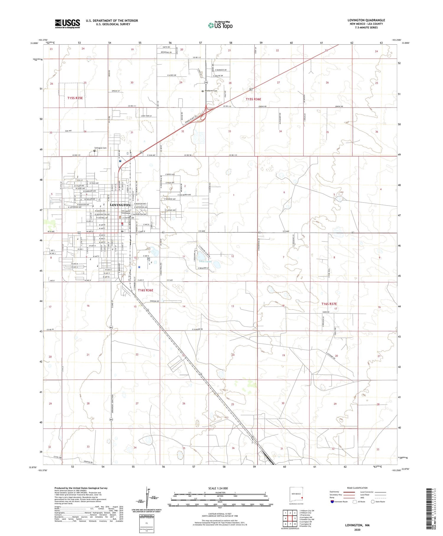 Lovington New Mexico US Topo Map Image