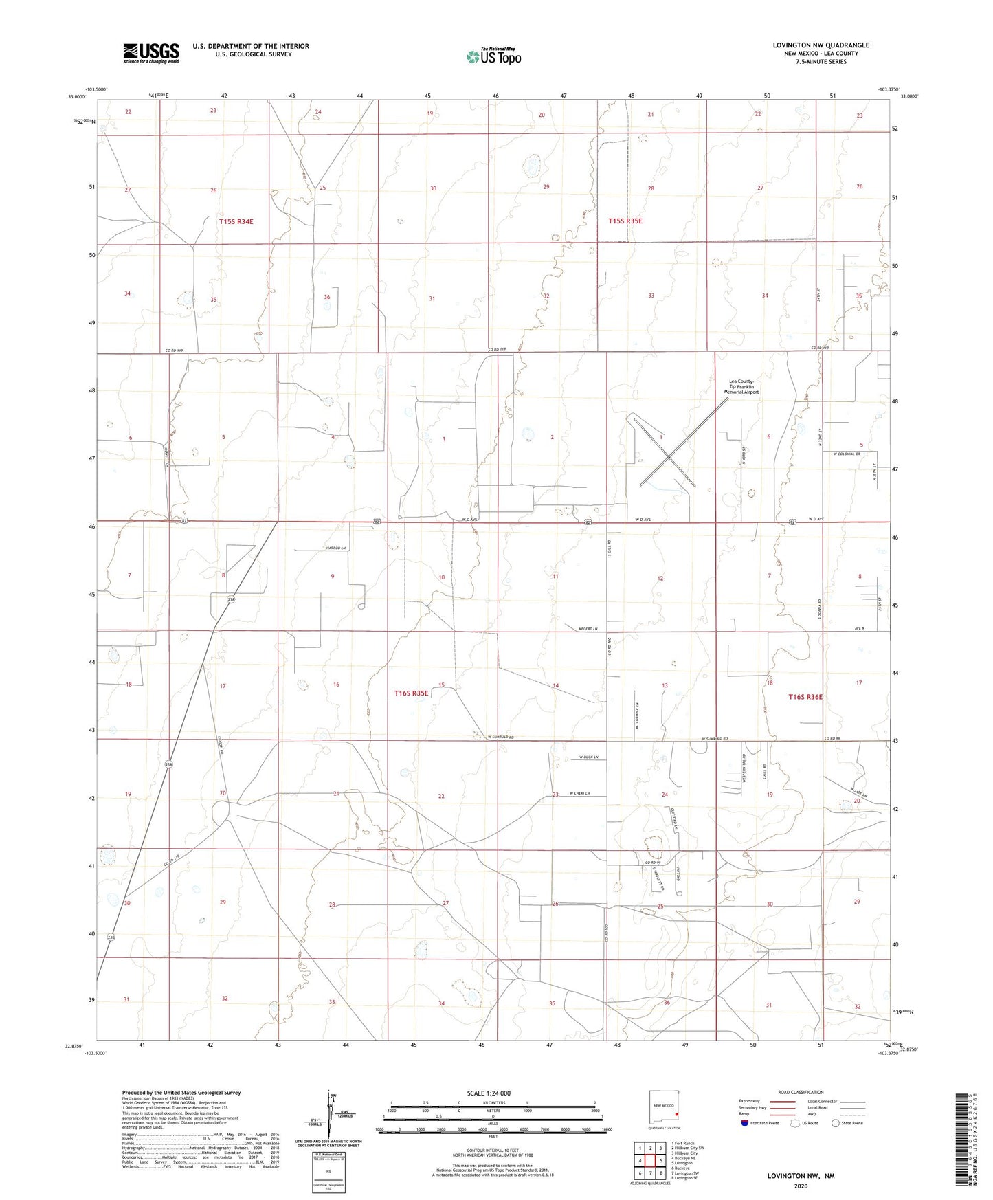 Lovington NW New Mexico US Topo Map Image