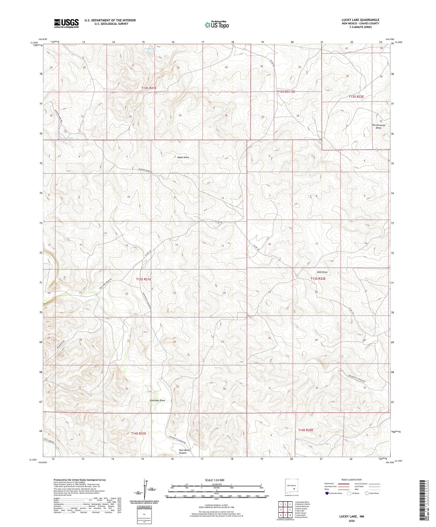 Lucky Lake New Mexico US Topo Map Image