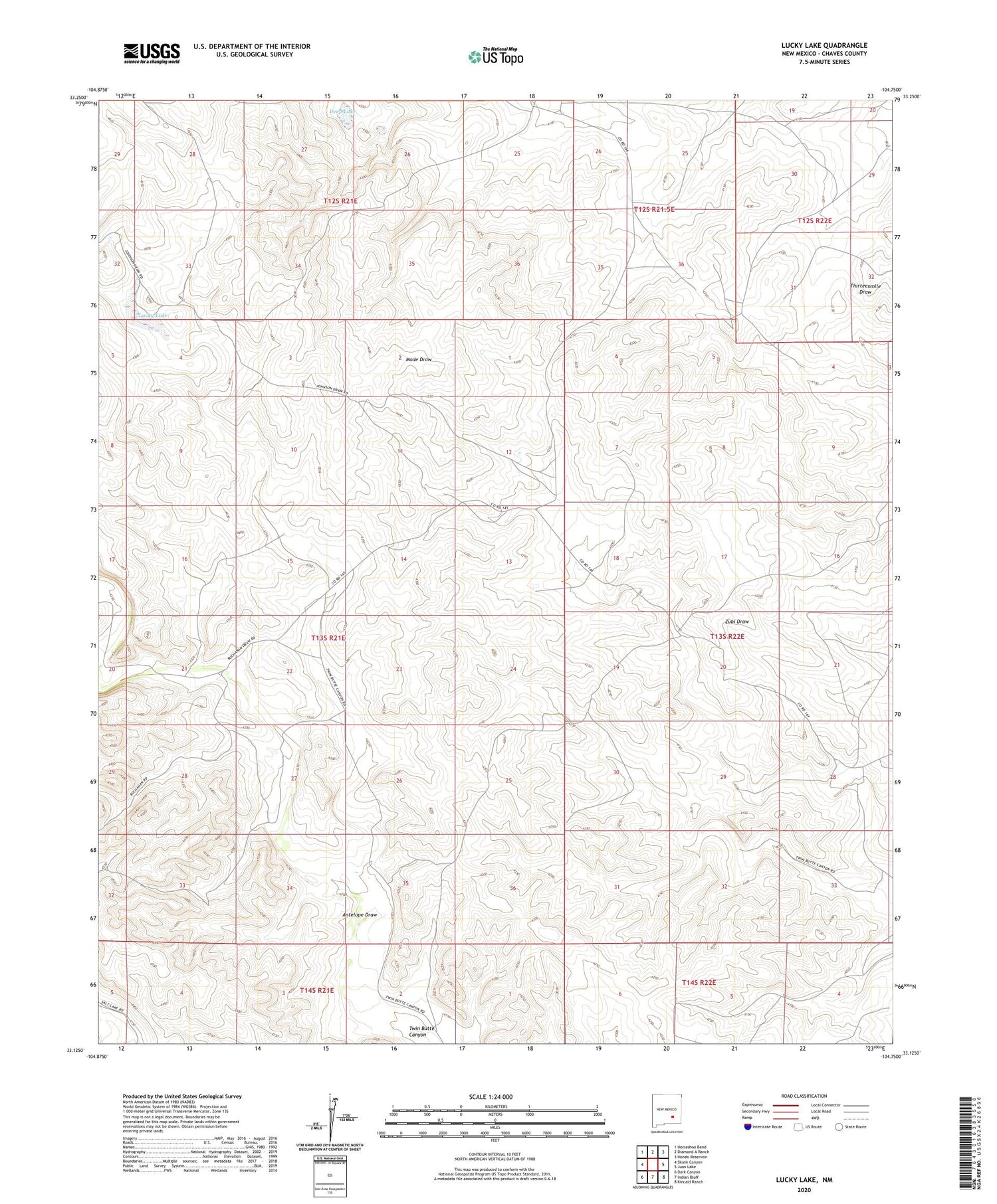 Lucky Lake New Mexico US Topo Map Image