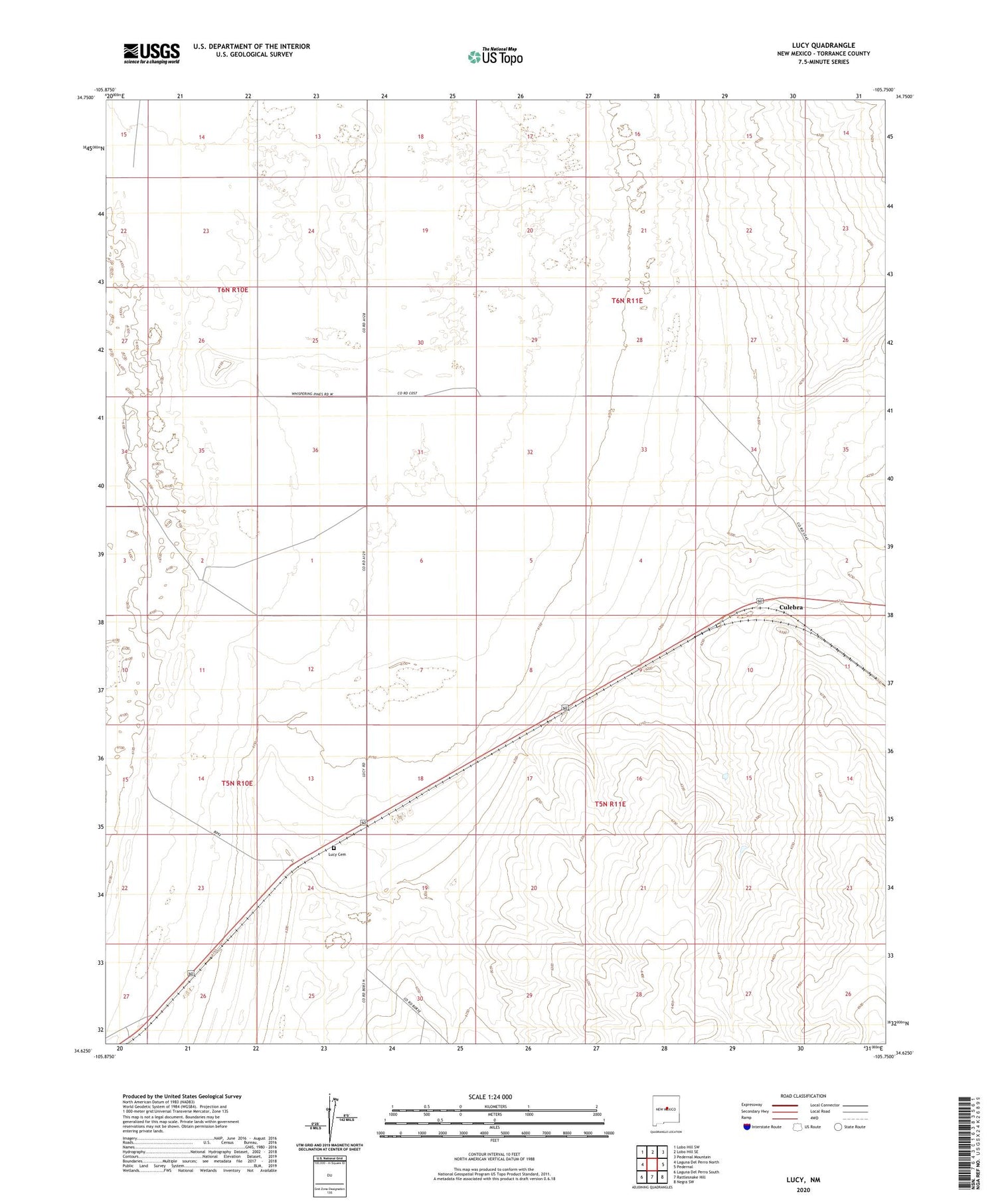 Lucy New Mexico US Topo Map Image
