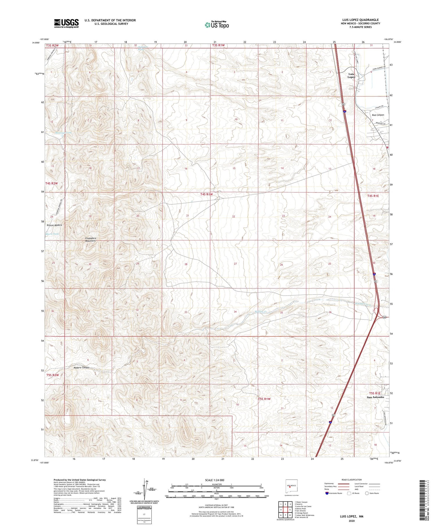 Luis Lopez New Mexico US Topo Map Image