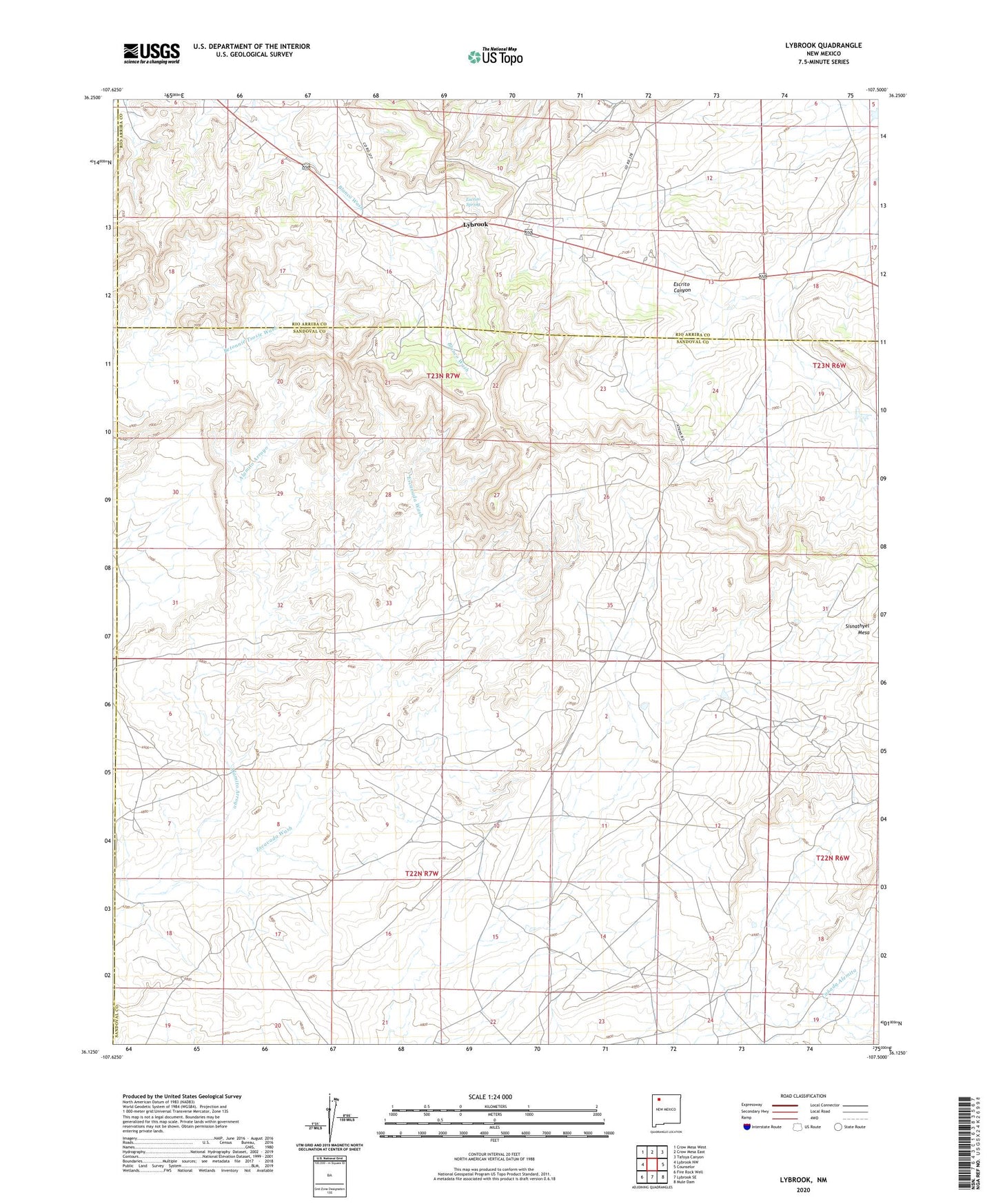 Lybrook New Mexico US Topo Map Image