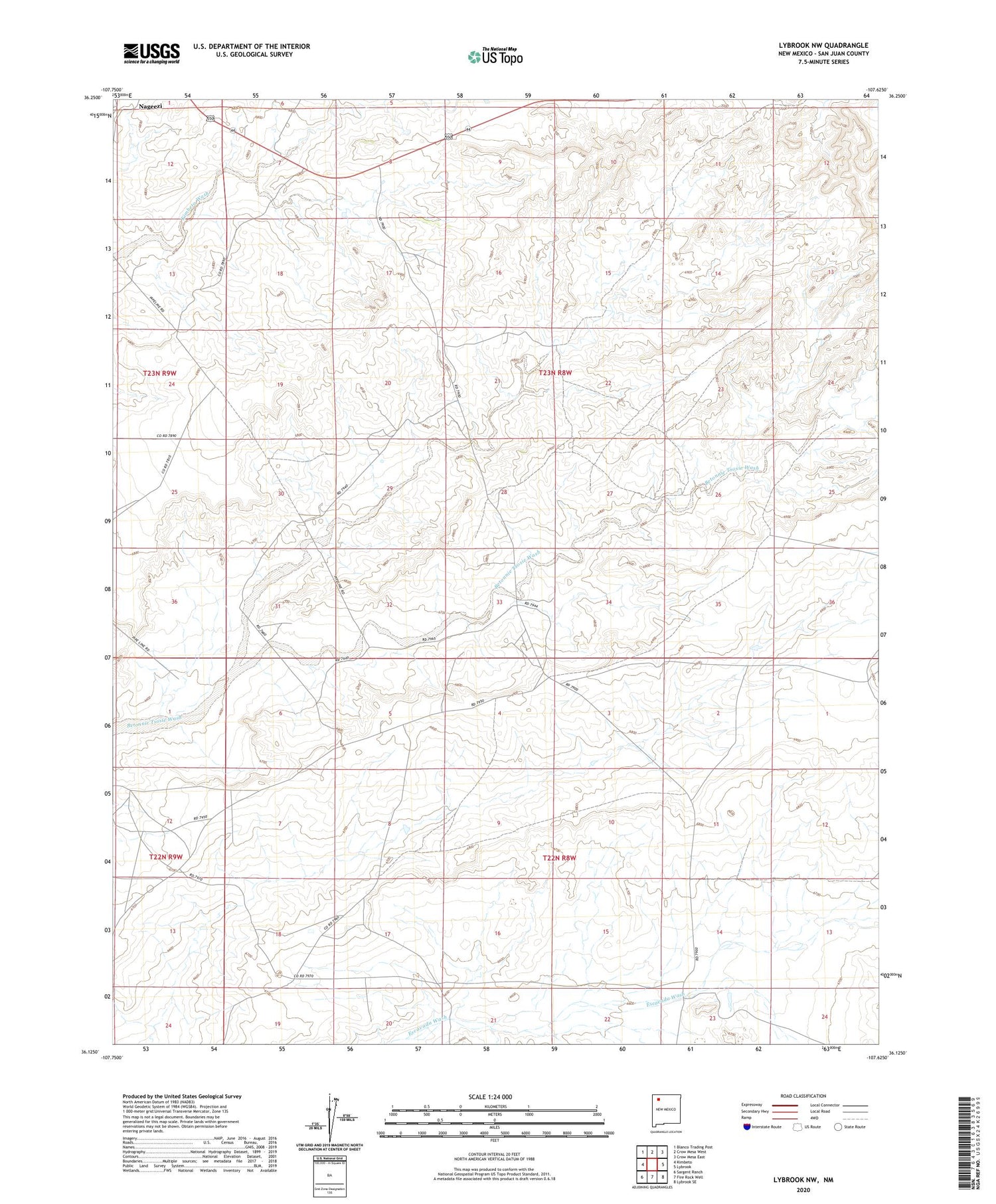 Lybrook NW New Mexico US Topo Map Image