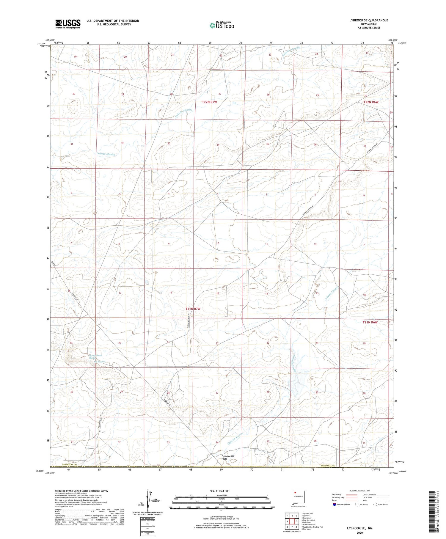 Lybrook SE New Mexico US Topo Map Image