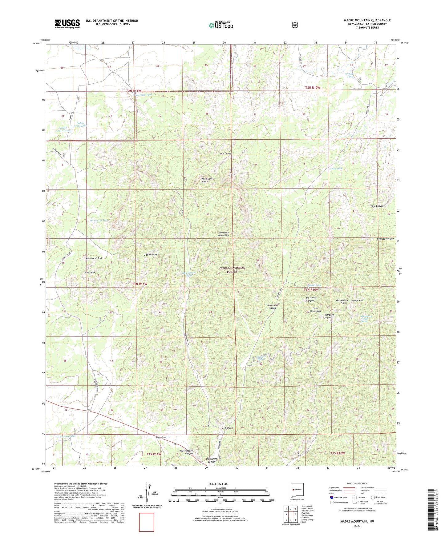 Madre Mountain New Mexico US Topo Map Image