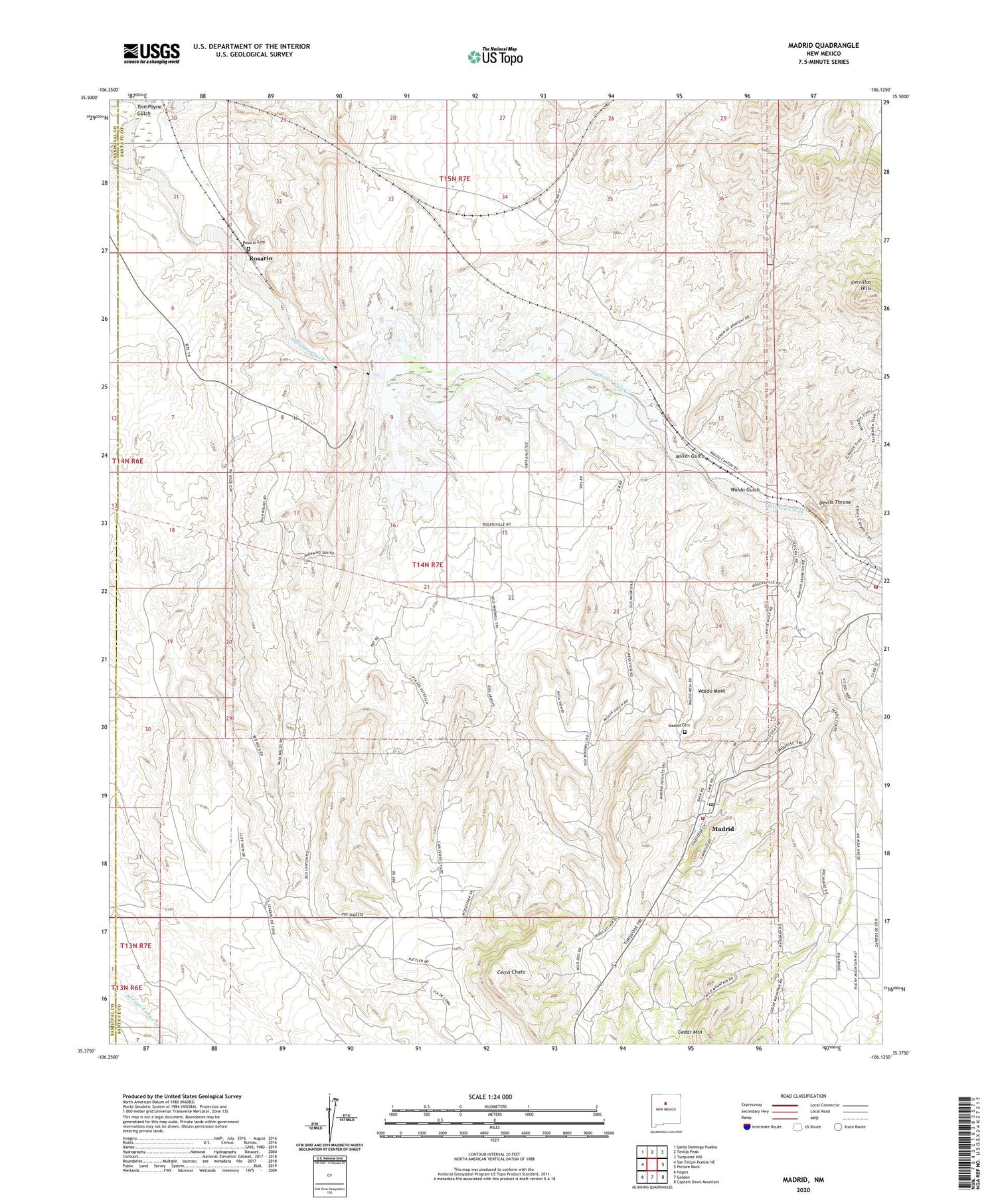 Madrid New Mexico US Topo Map Image