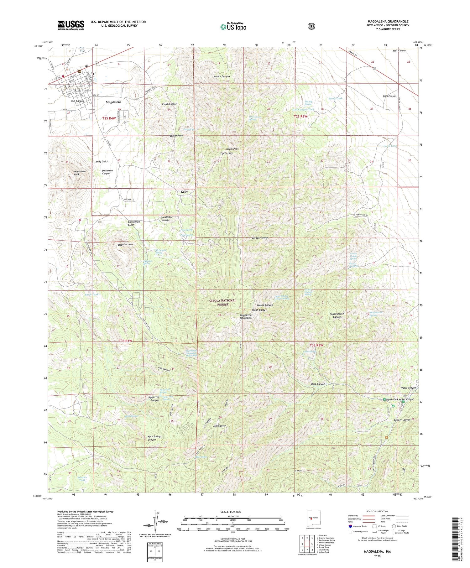 Magdalena New Mexico US Topo Map Image