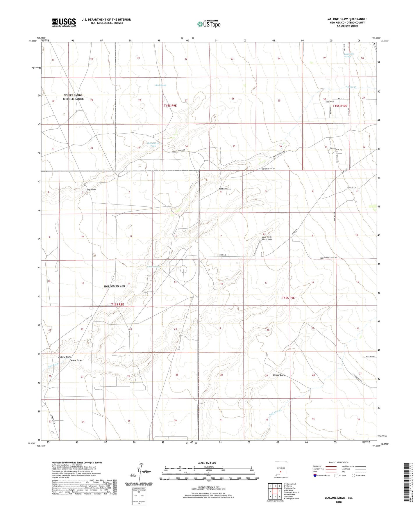 Malone Draw New Mexico US Topo Map Image