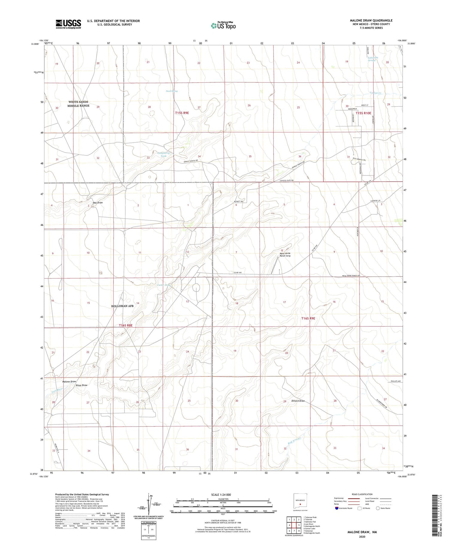 Malone Draw New Mexico US Topo Map Image